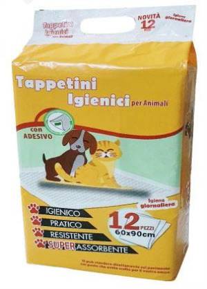 Tappetini igienici per animali con adesivo 12pz 60x90cm