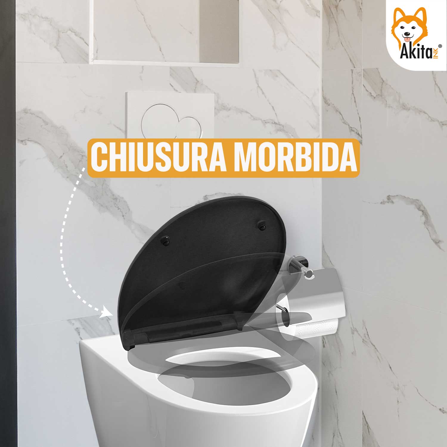 AKITAInk Sedile wc universale Copriwater in legno per bagno Coprivaso NERO foto 6