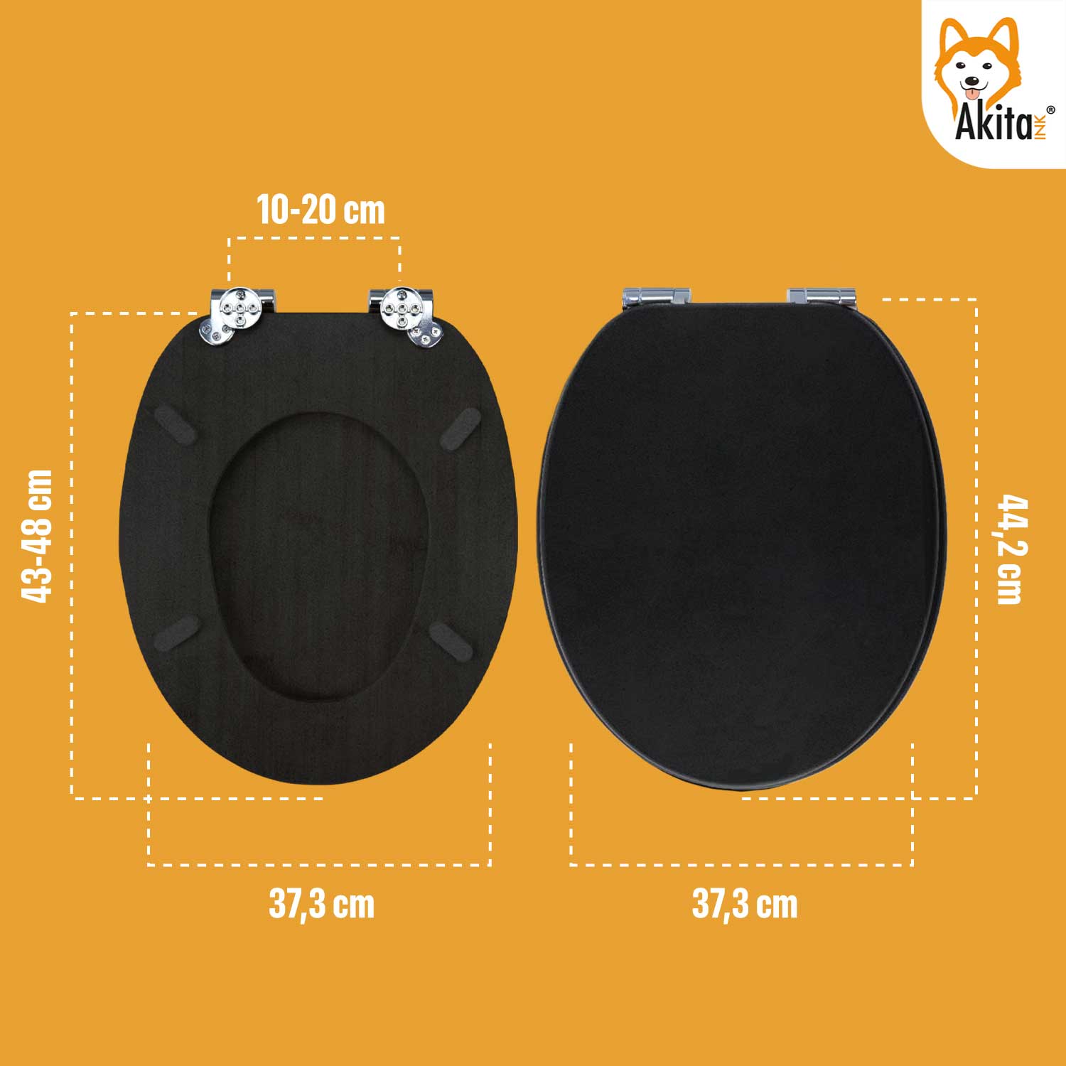 AKITAInk Sedile wc universale Copriwater in legno per bagno Coprivaso NERO foto 3