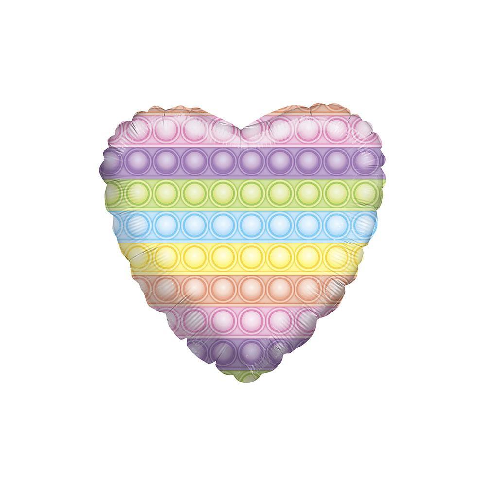 Palloncino Cuore Arcobaleno Macaron Pop It 45 cm Mylar foto 3