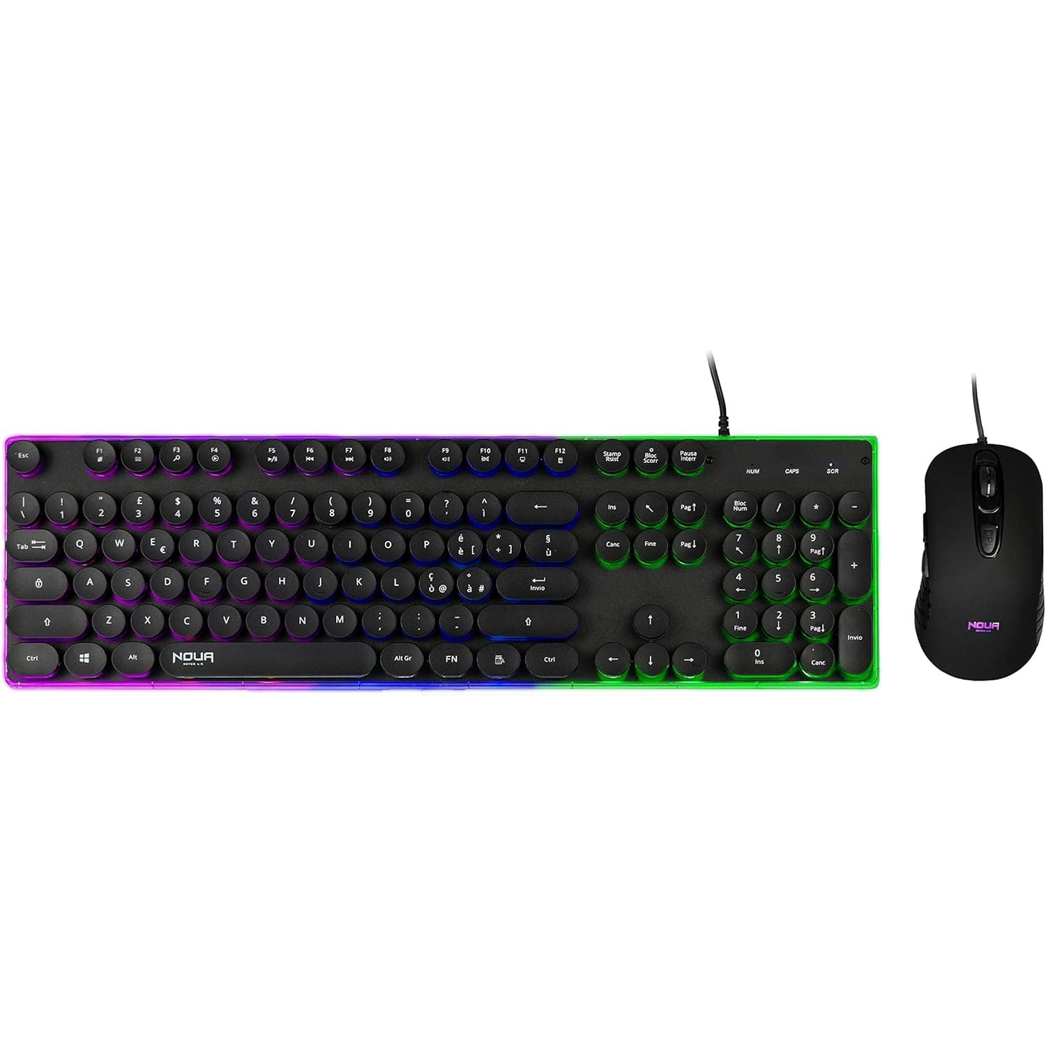 Kit gaming noua venus tastiera retroilluminata + mouse 2400 dpi.