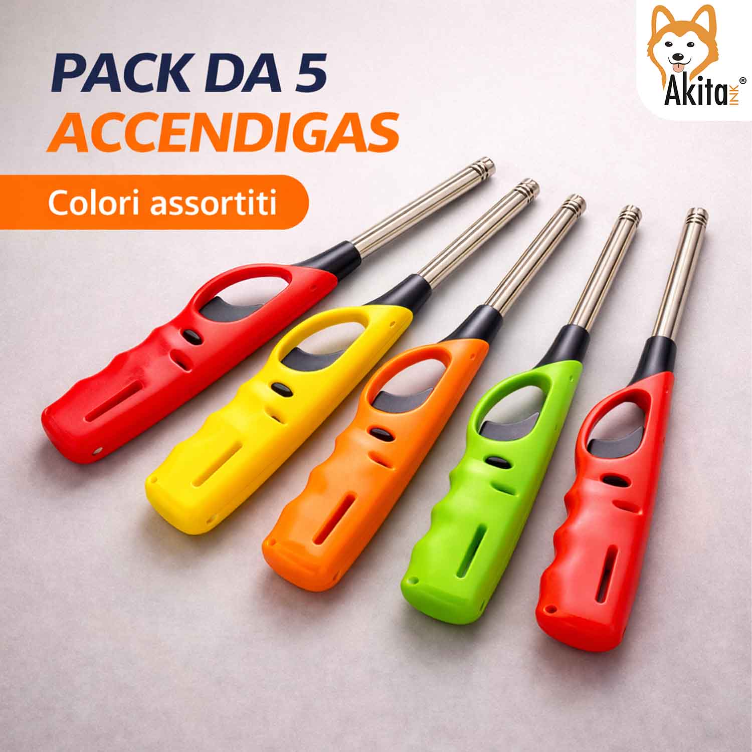 Set 5 Accendini Accendigas Ricaricabili con Beccuccio Lungo foto 5