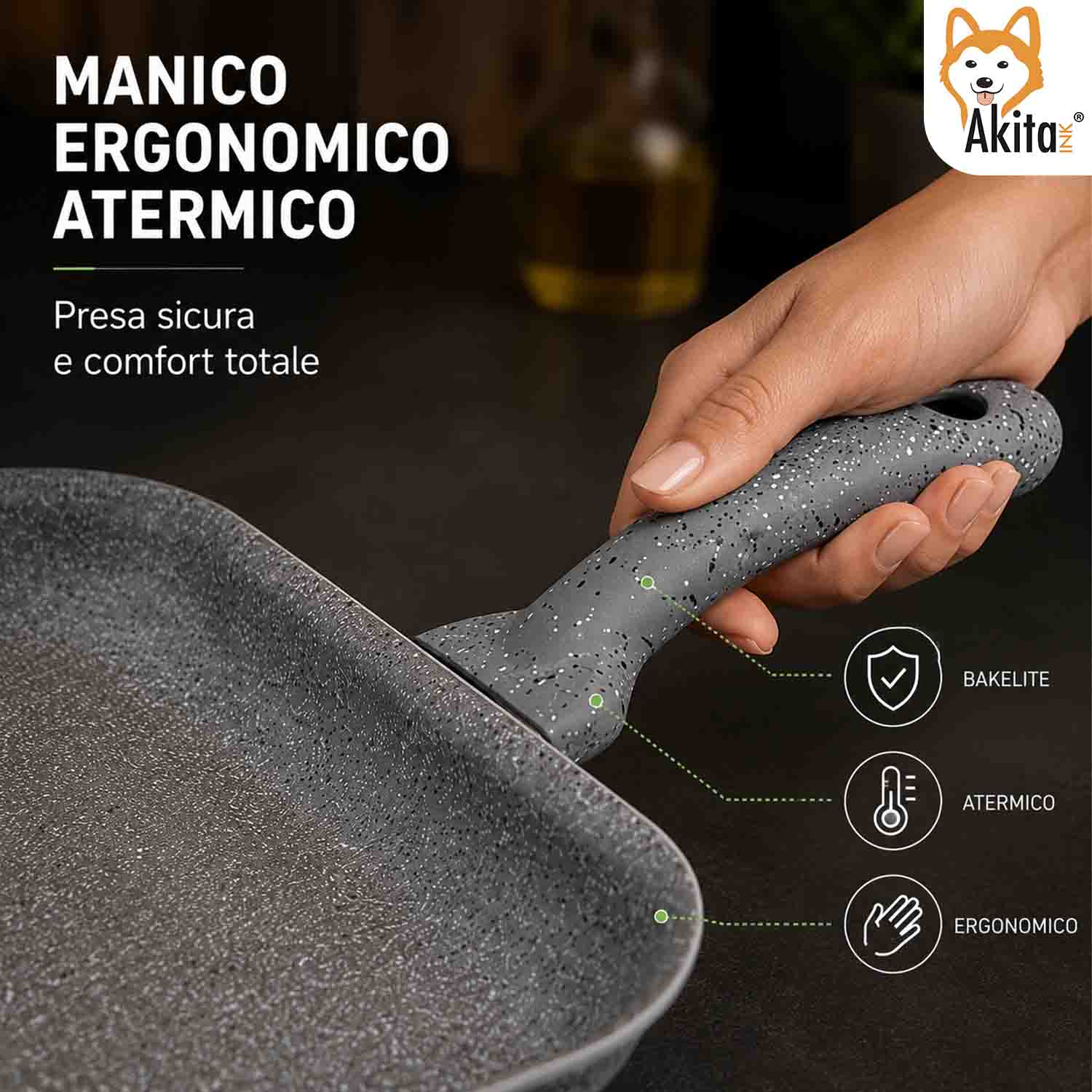 Bistecchiera Rettangolare Effetto Pietra 24x34 cm Antiaderente foto 5
