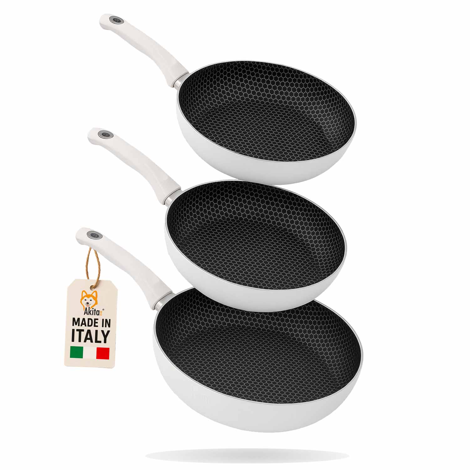Set 3 padelle antiaderenti nido d’ape 20-24-28 cm induzione foto 2