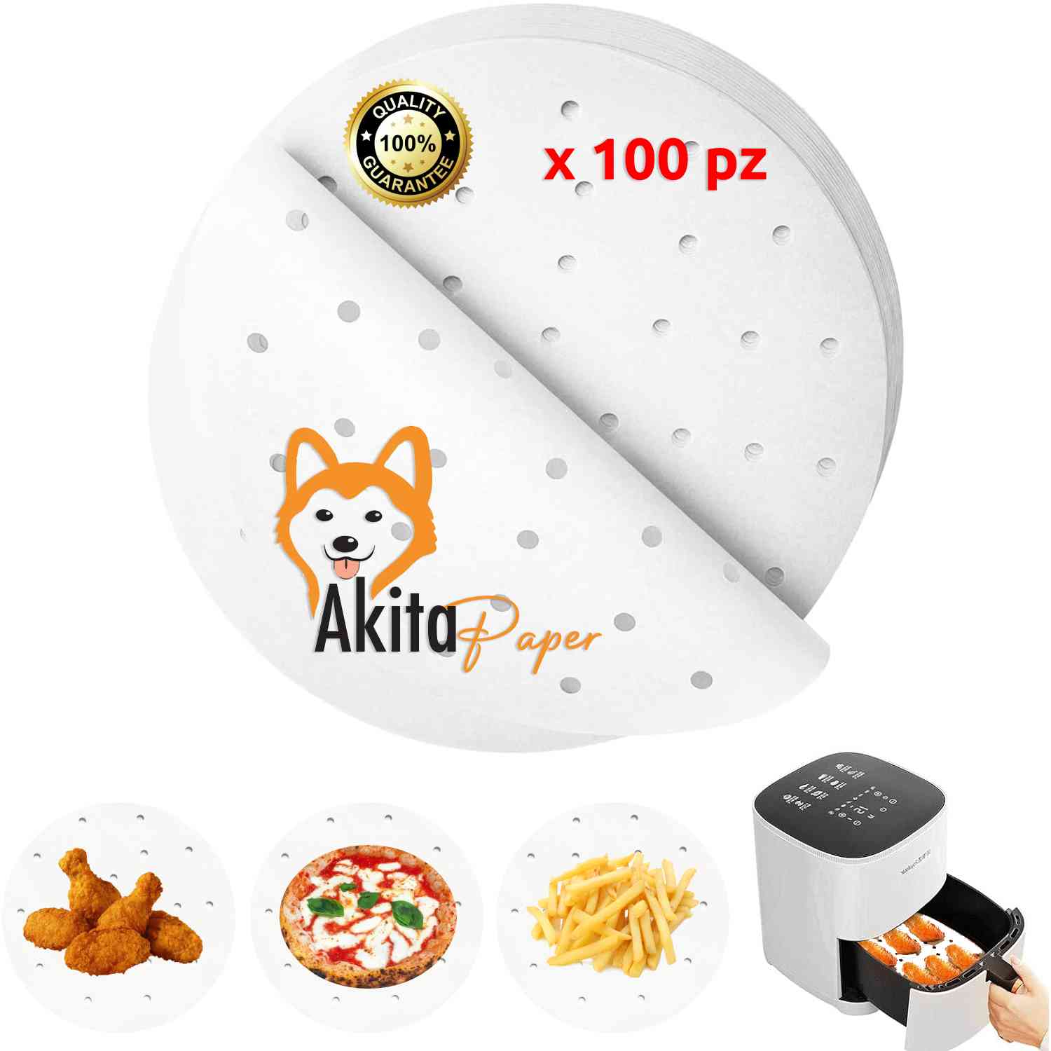 100 fogli Carta Forno per Friggitrice Rotondi ad Aria 100 Pezzi, Usa e Getta foto 2
