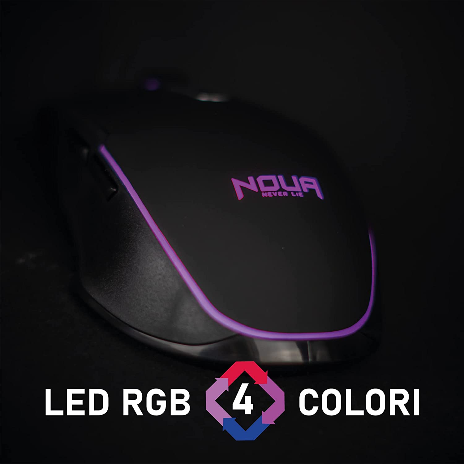 Mouse usb gaming Noua neon illuminazione led a 4 colori  foto 3