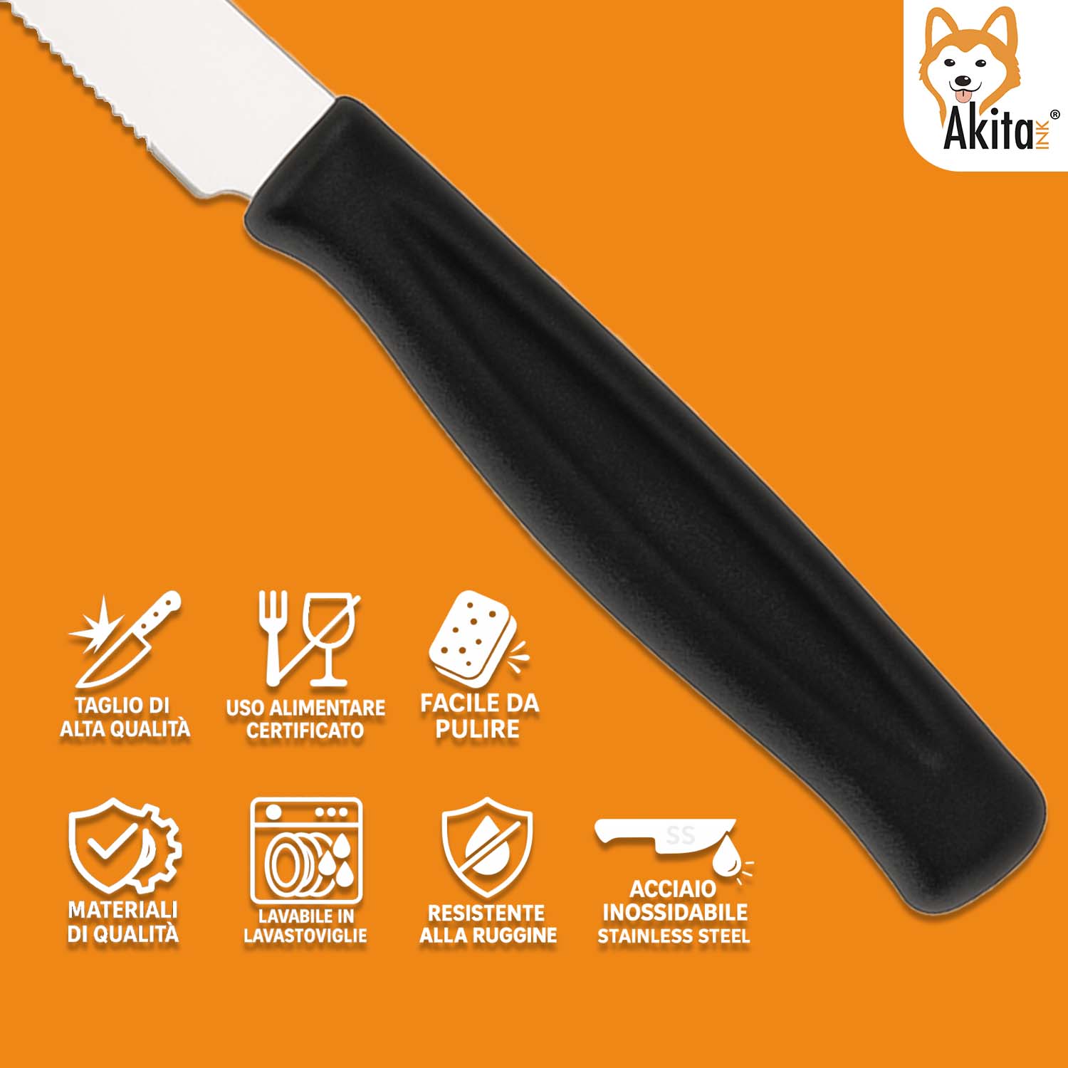 Set 6 Coltelli da Tavola con Lama Dentata foto 5