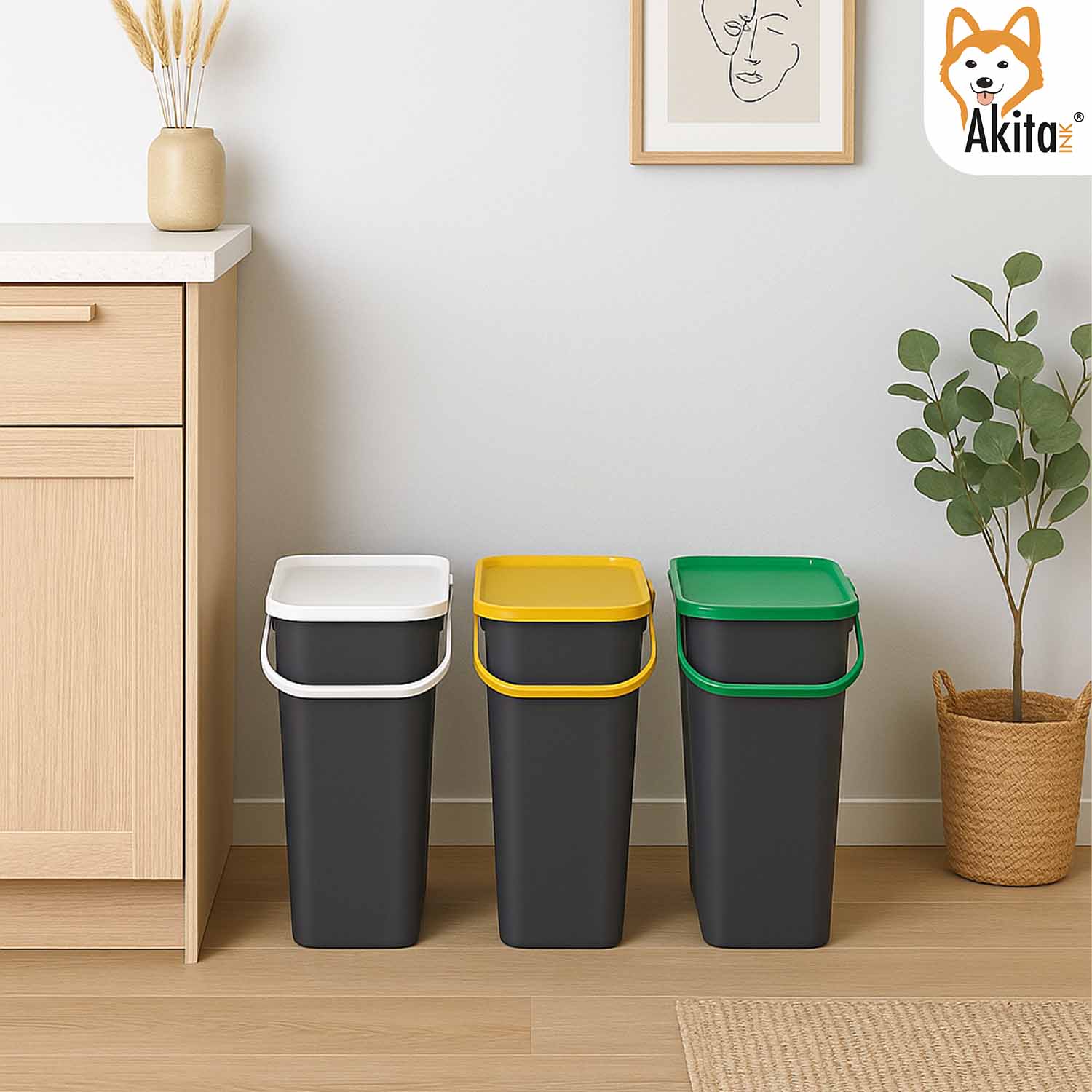 Tris Pattumiere Moda 25L con Manico Blocca-Apertura foto 5