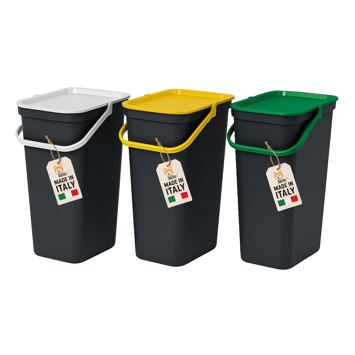 Tris Pattumiere Moda 25L con Manico Blocca-Apertura foto 2