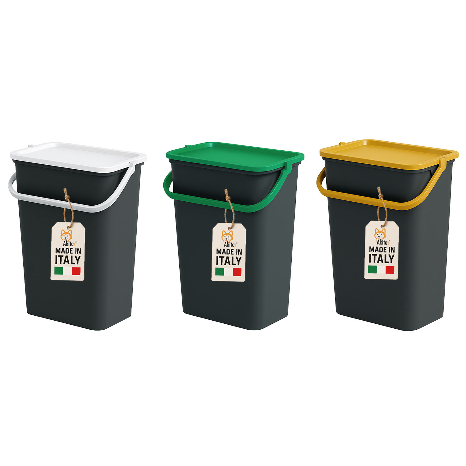 Tris Pattumiere Moda 10L con Manico Blocca-Apertura foto 2