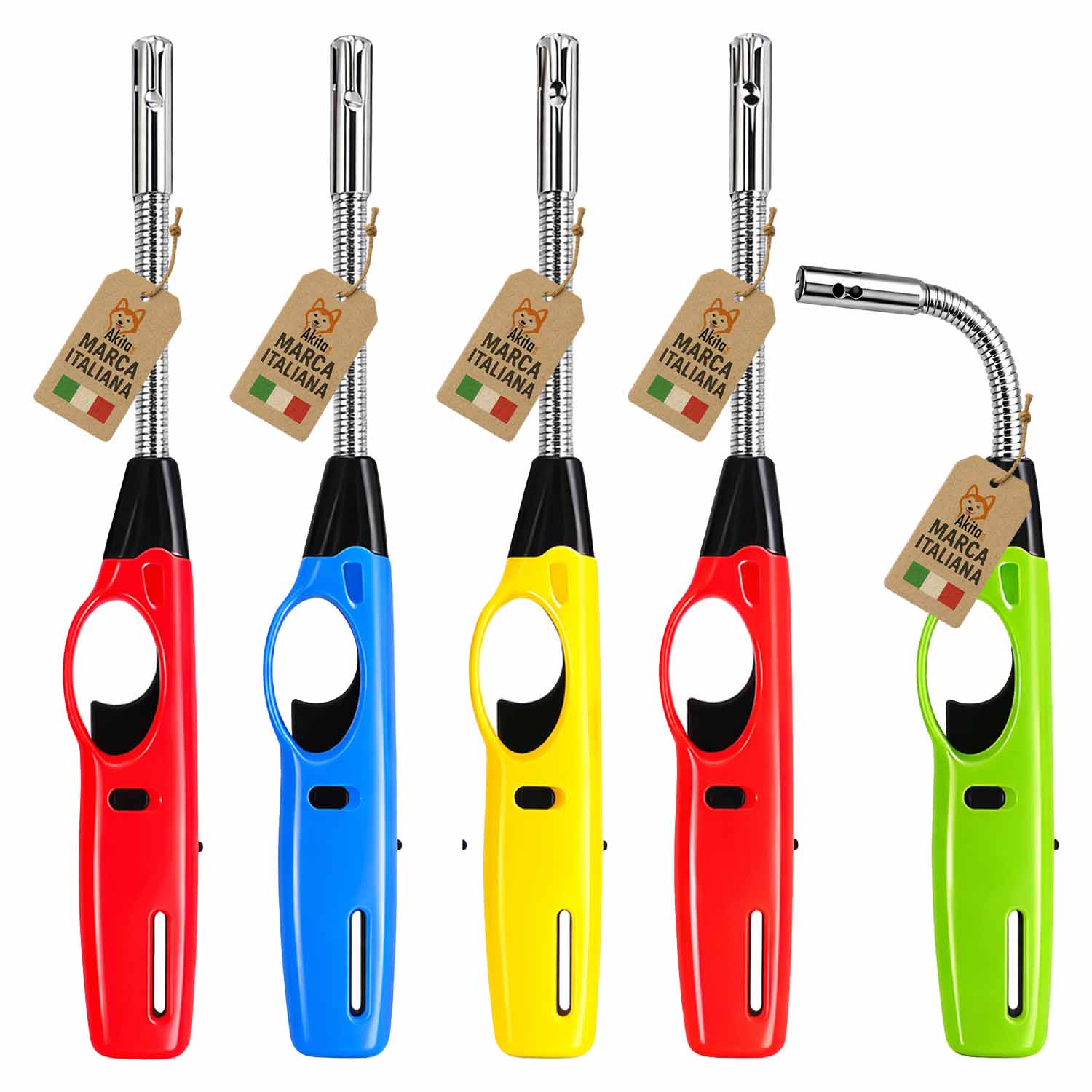 Set 5 accendini flessibili a gas accendigas ricaricabili.