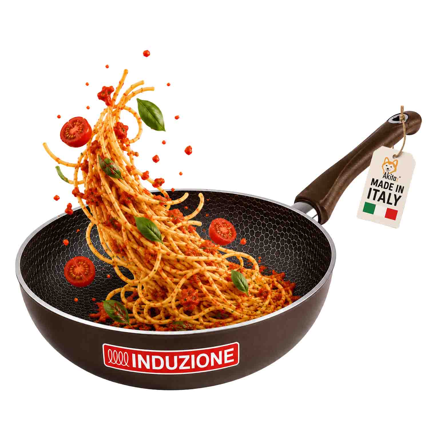 Wok Saltapasta 28 cm Antiaderente Induzione Marrone foto 2