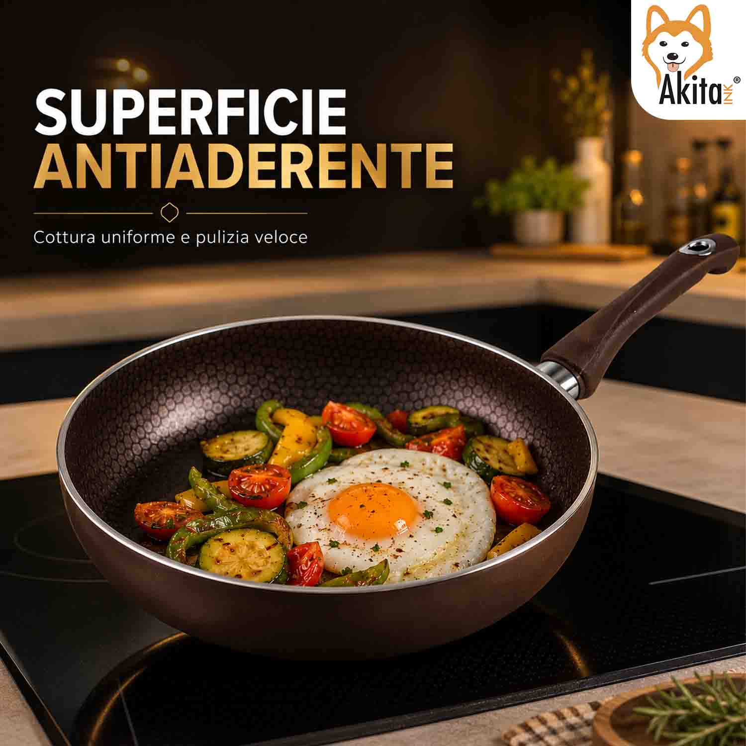 Wok Saltapasta 28 cm Antiaderente Induzione Marrone foto 6