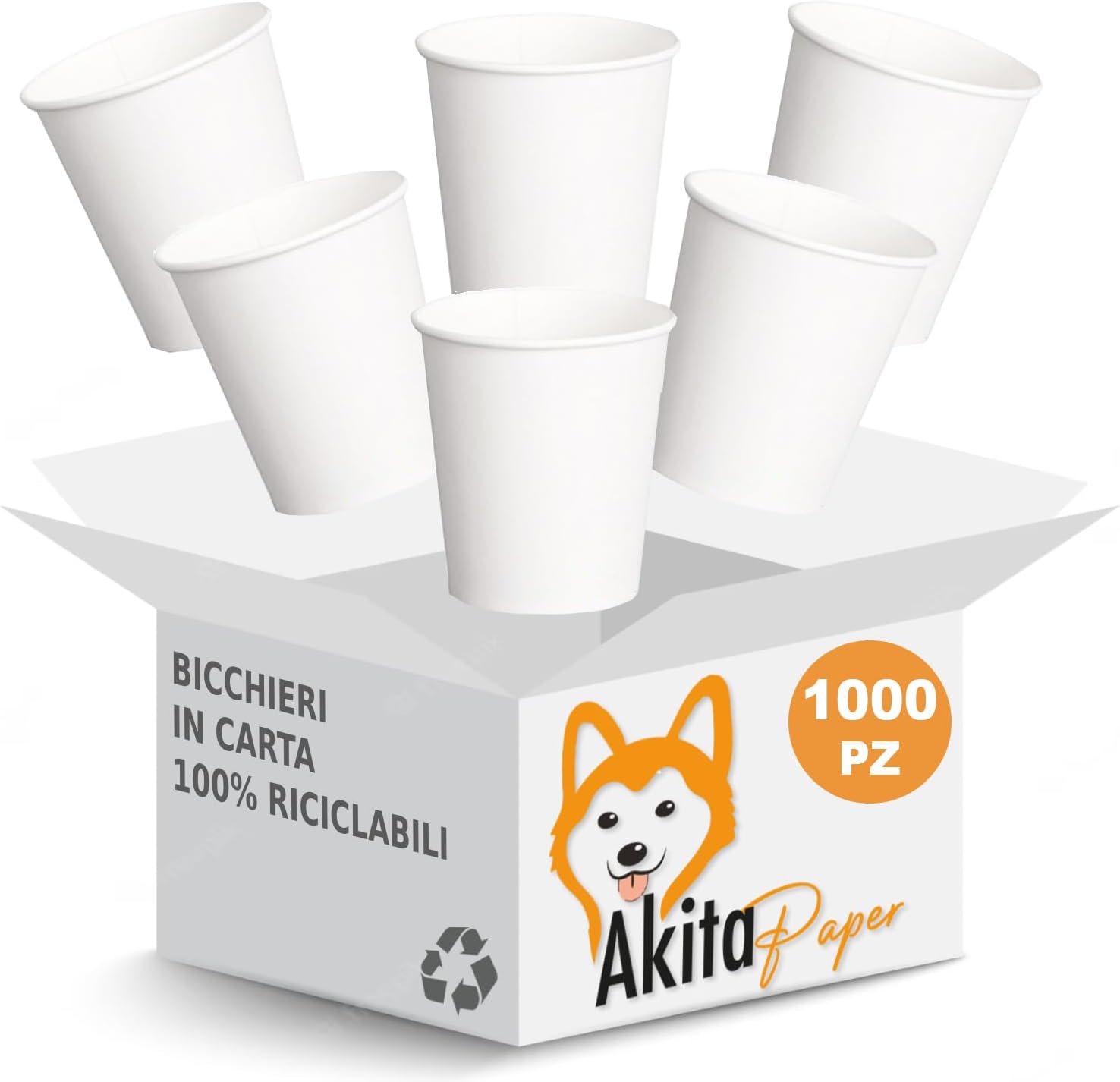 Akitaink 1000 pz bicchieri acqua monouso in carta bianchi da 200 ml