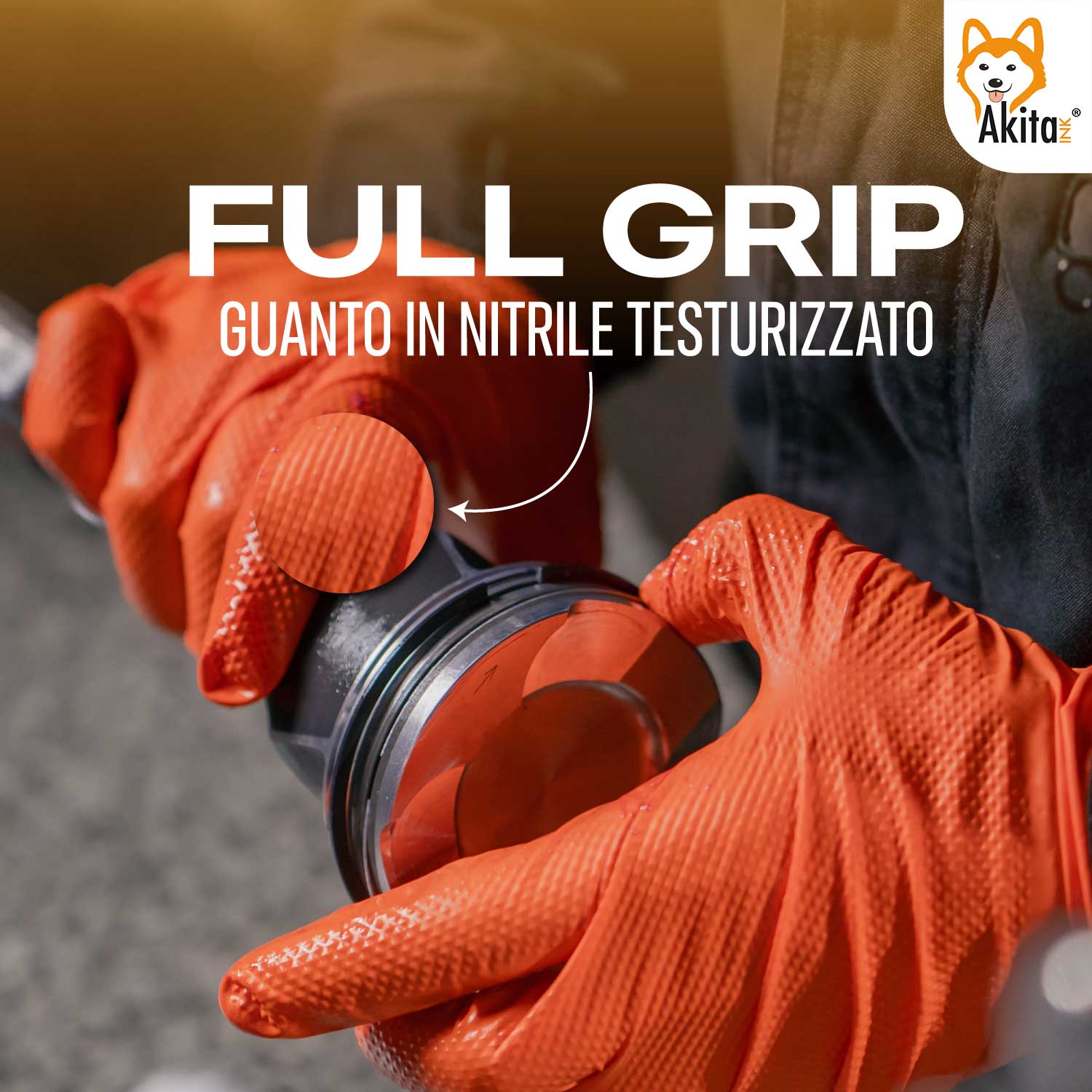 Guanti in Nitrile Extra Resistenti 8,5g Akitaink - FULL GRIP HEAVY DUTY Tg. XXL foto 3
