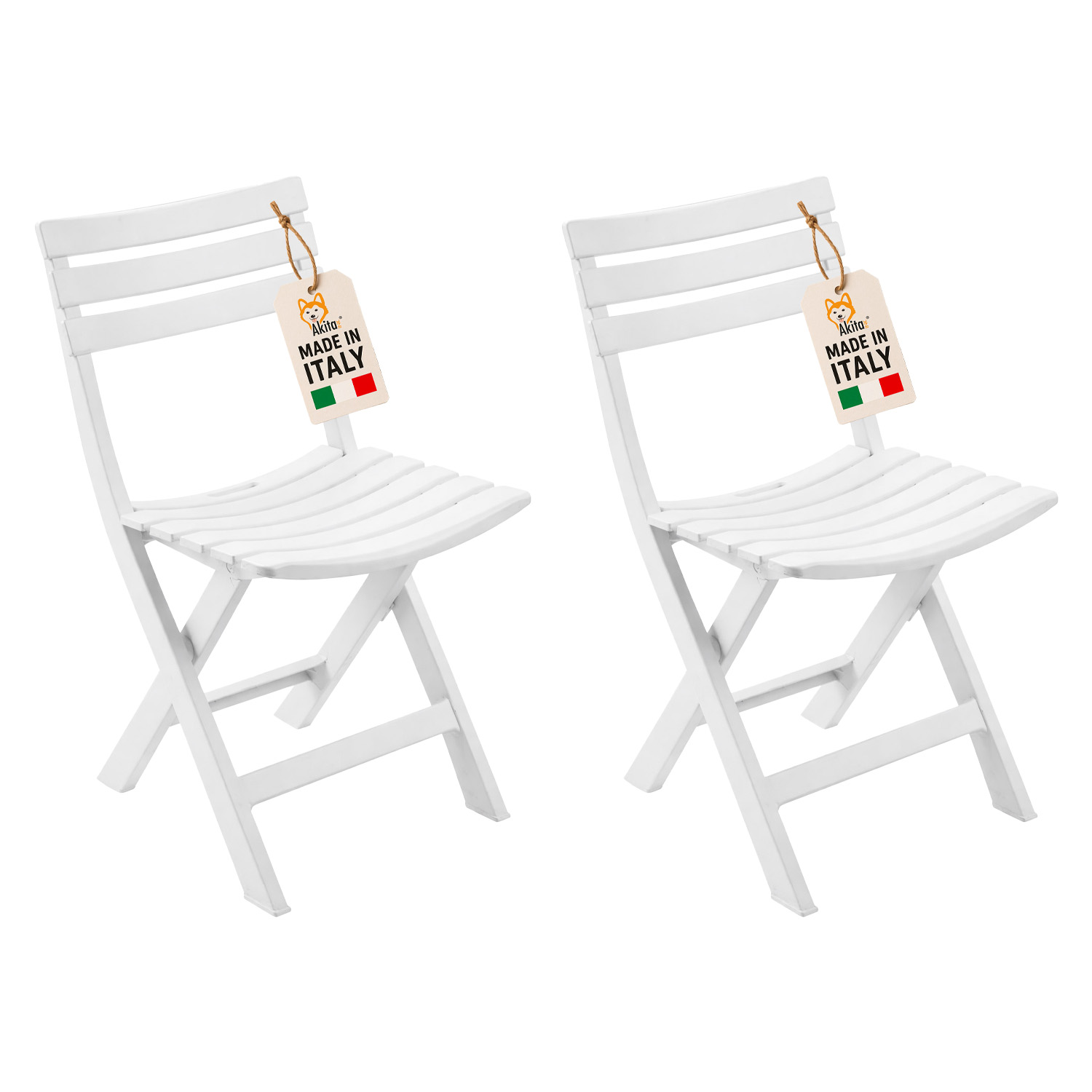 2 sedie birreria in resina bianca per esterno e interno.