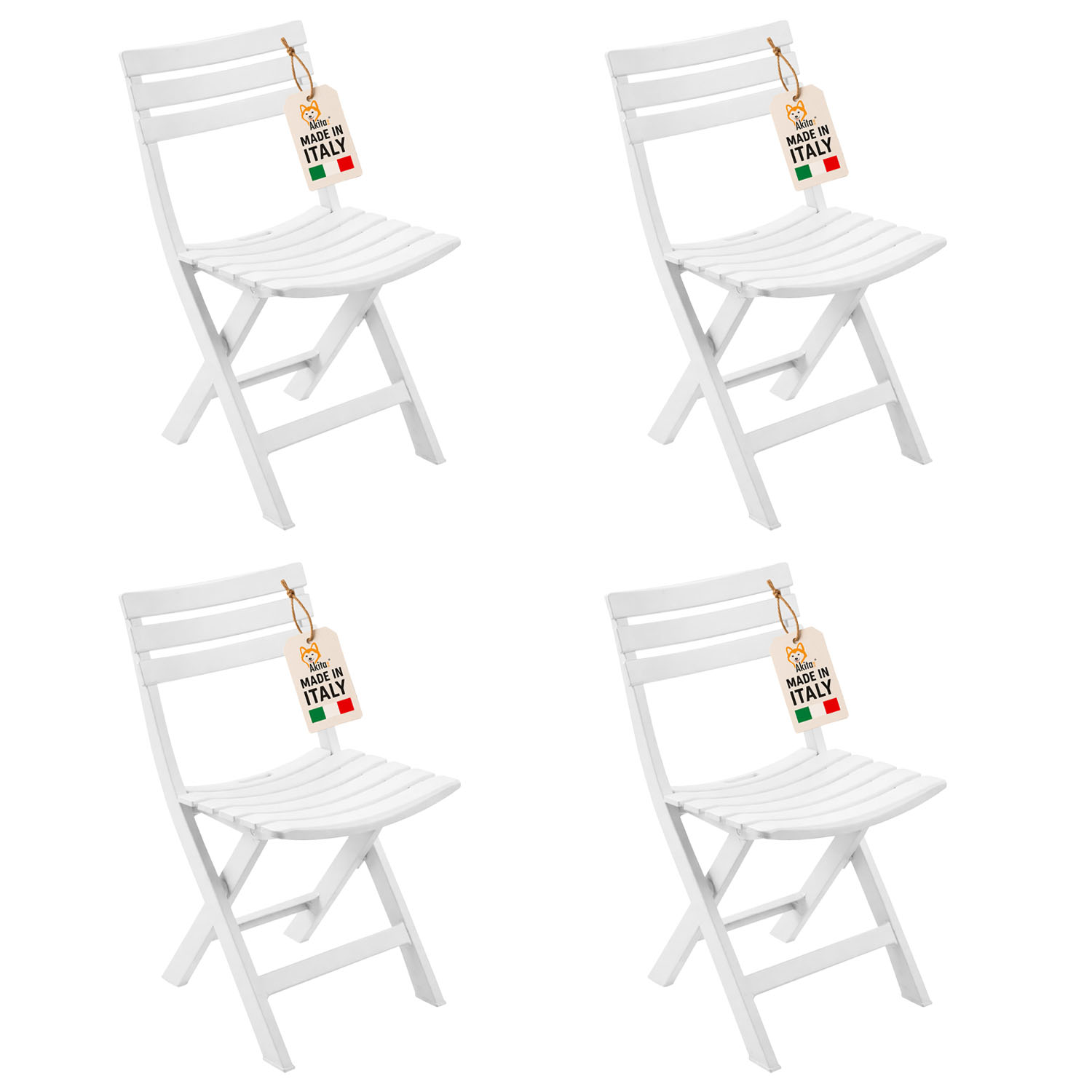 4 sedie birreria in resina bianca per esterno e interno.