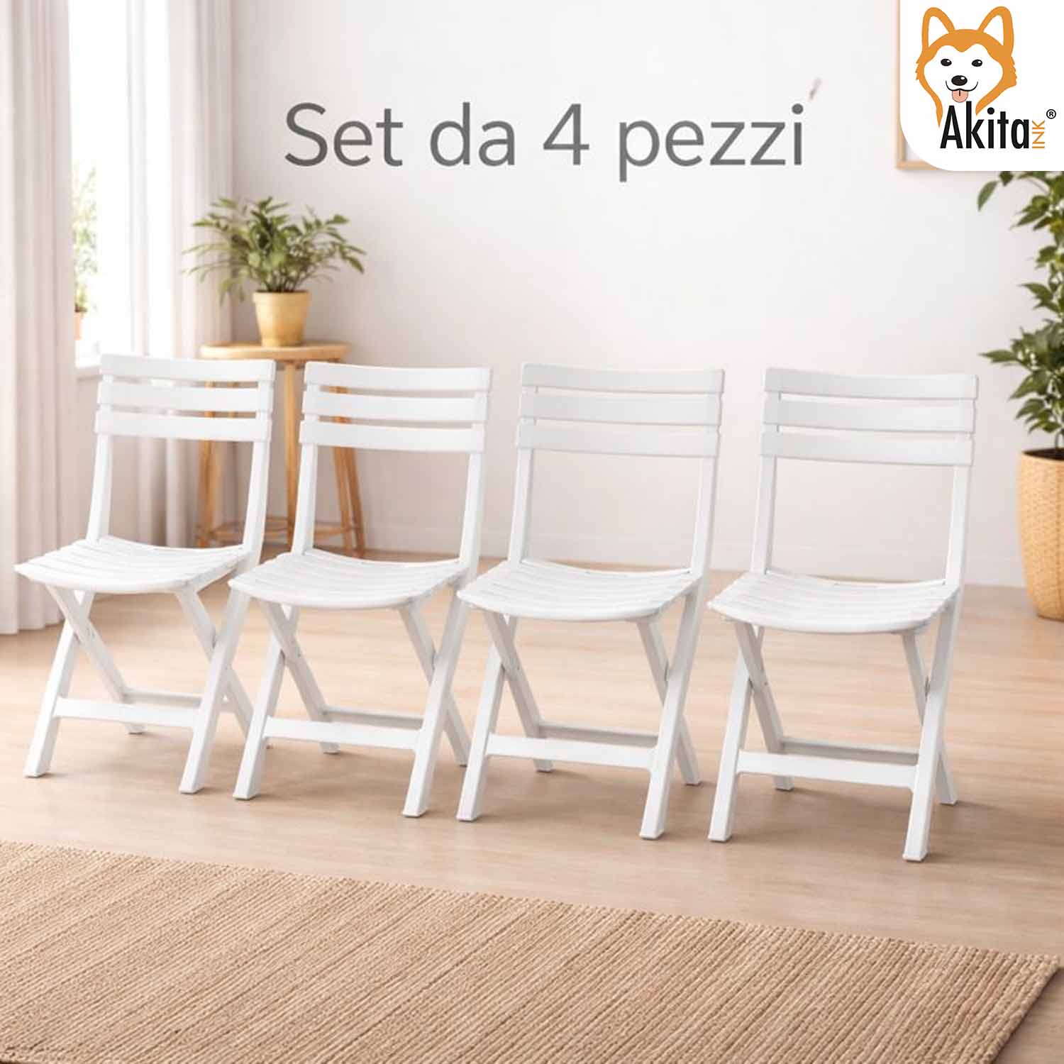 4 Sedie Birreria in Resina Bianca per Esterno e Interno foto 3