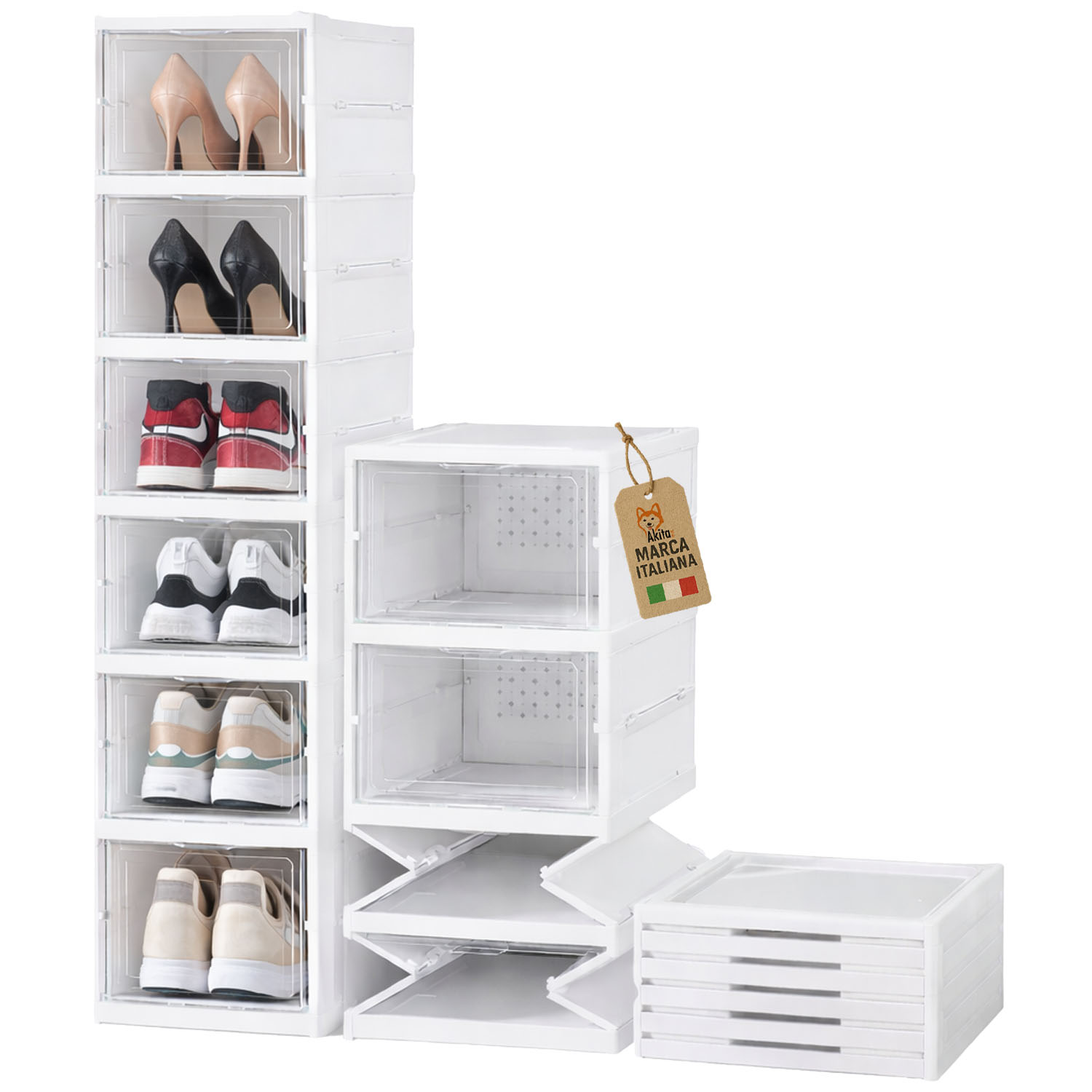 Scarpiera pieghevole salvaspazio 6 box trasparenti.