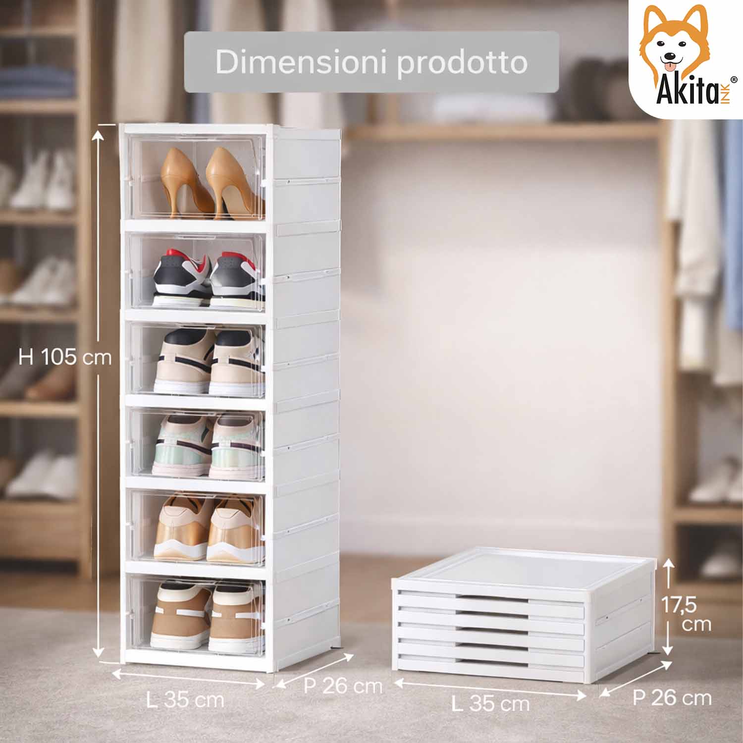 Scarpiera Pieghevole Salvaspazio 6 Box Trasparenti foto 4