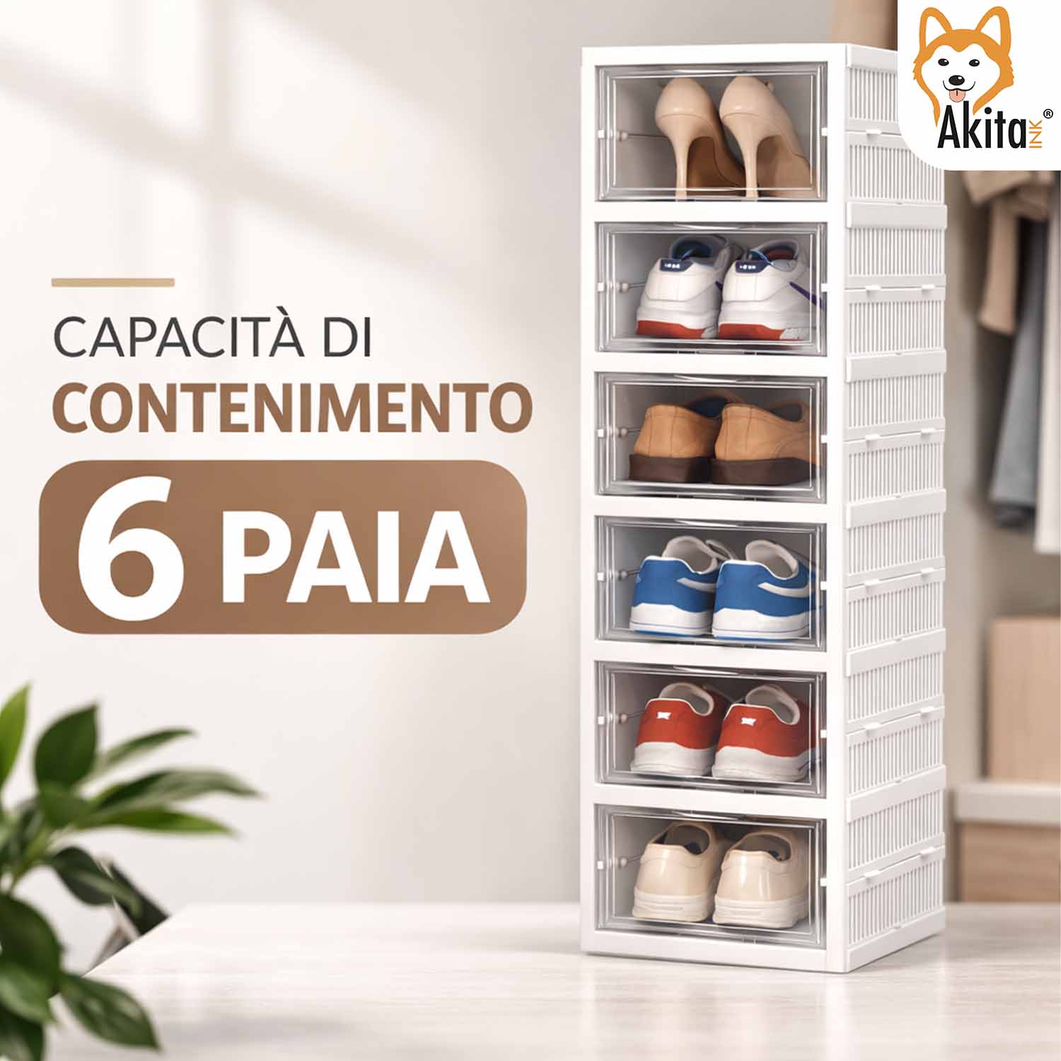 Scarpiera Pieghevole Salvaspazio 6 Box Trasparenti foto 6