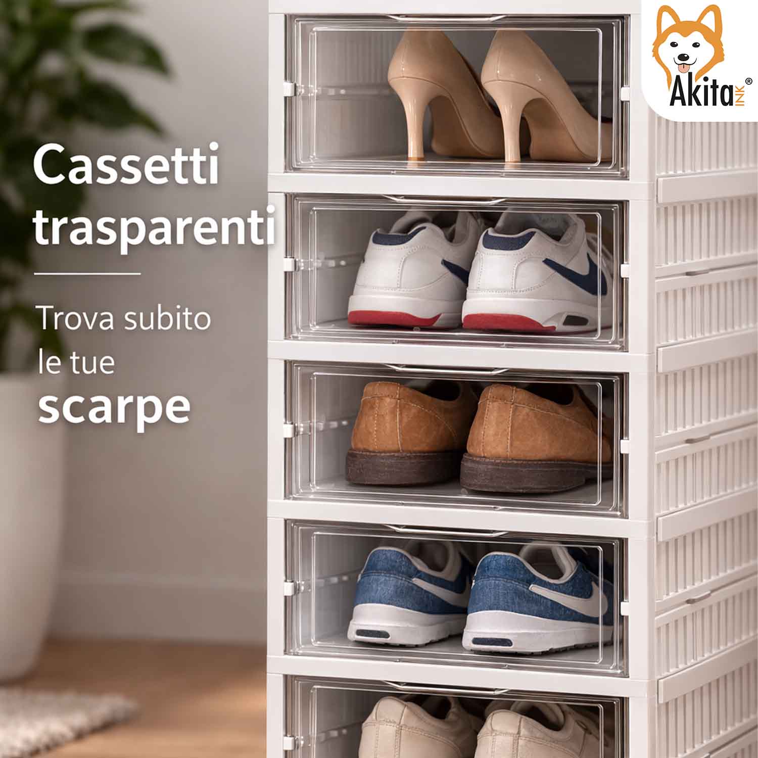 Scarpiera Pieghevole Salvaspazio 6 Box Trasparenti foto 5