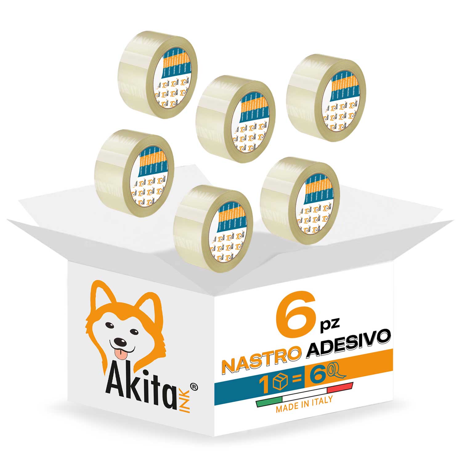Akitaink Nastro Adesivo Trasparente 50x66 mt Silenzioso 6 Pezzi foto 2