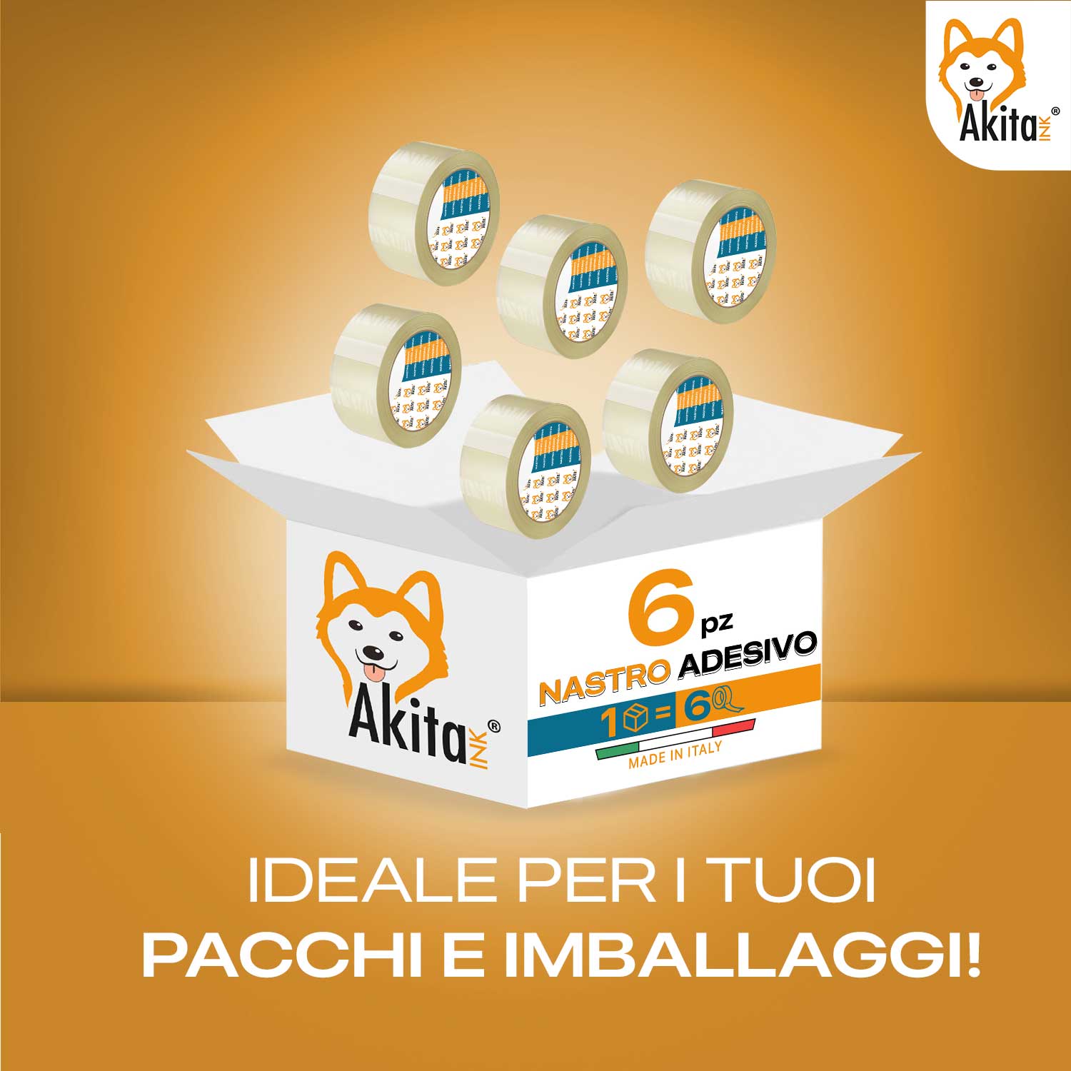 Akitaink Nastro Adesivo Trasparente 50x66 mt Silenzioso 6 Pezzi foto 4