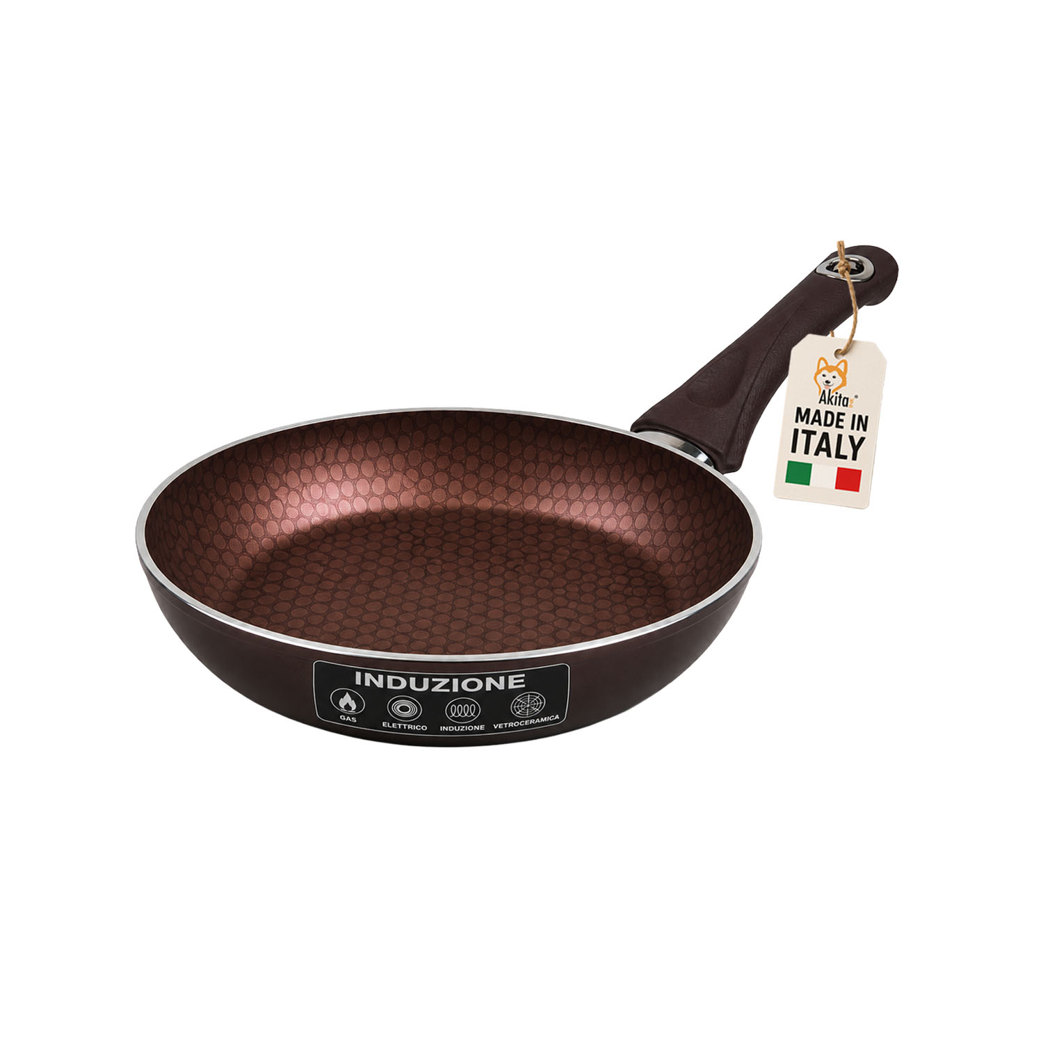 Padella 24 cm induzione antiaderente marrone.