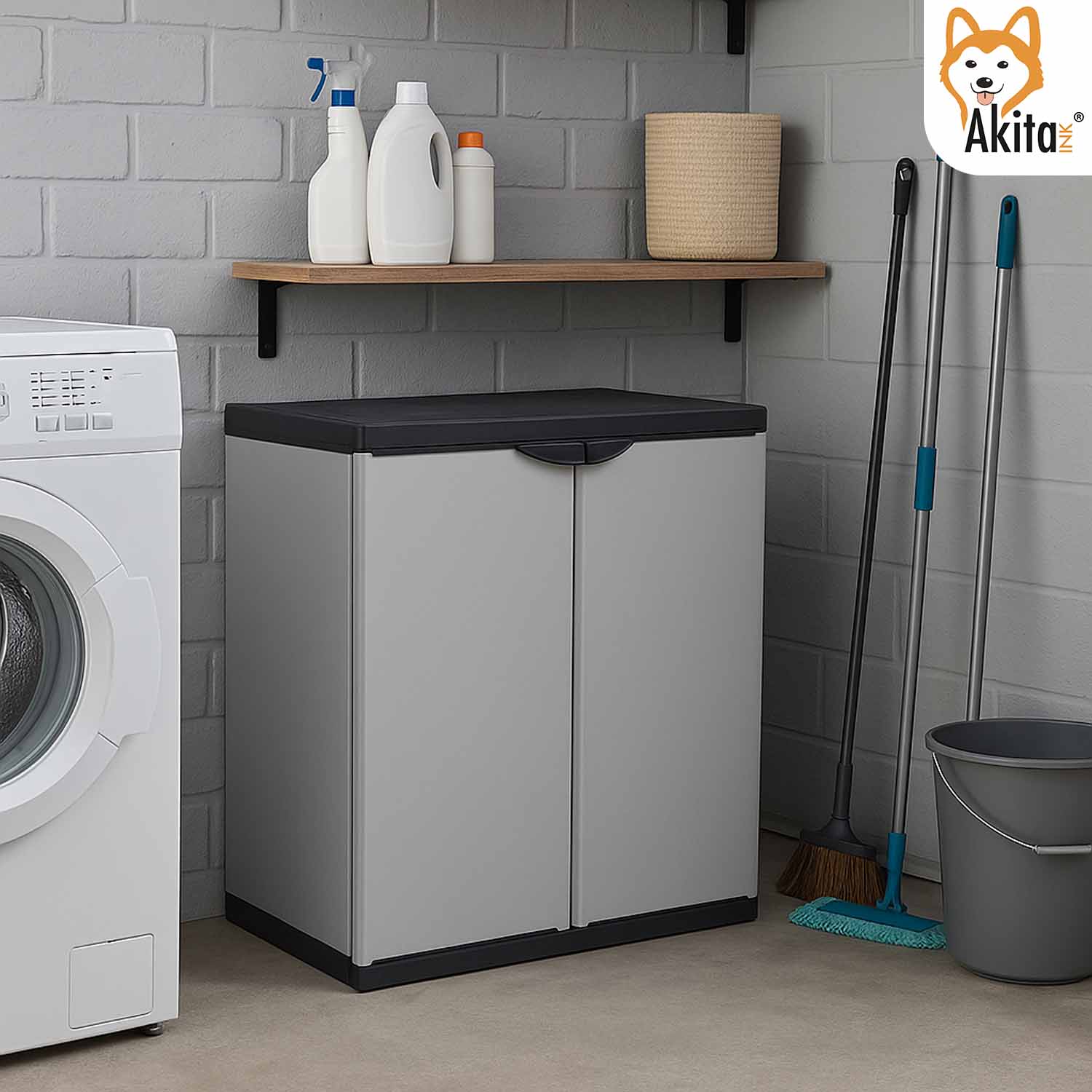 Armadio Basso 2 Ante PVC Grigio 68x39,5x85 cm foto 3