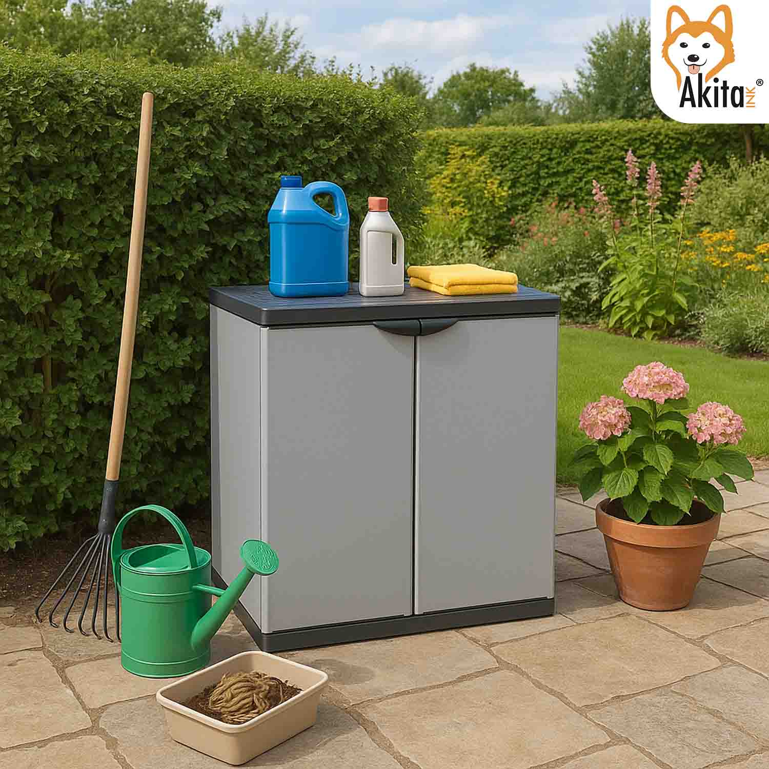 Armadio Basso 2 Ante PVC Grigio 68x39,5x85 cm foto 4