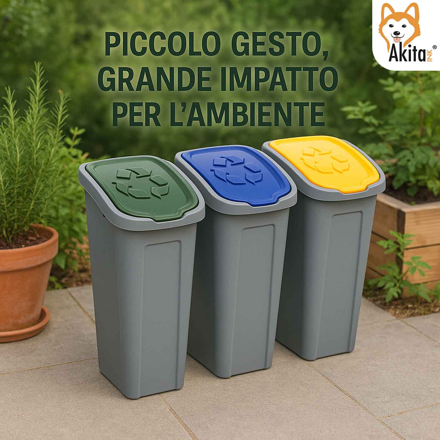 Set 3 Pattumiere Slim in Plastica Resistente per Differenziata foto 6