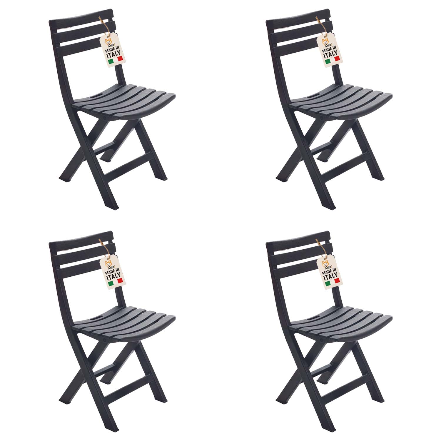 4 sedie birreria in resina antracite per esterno e interno.