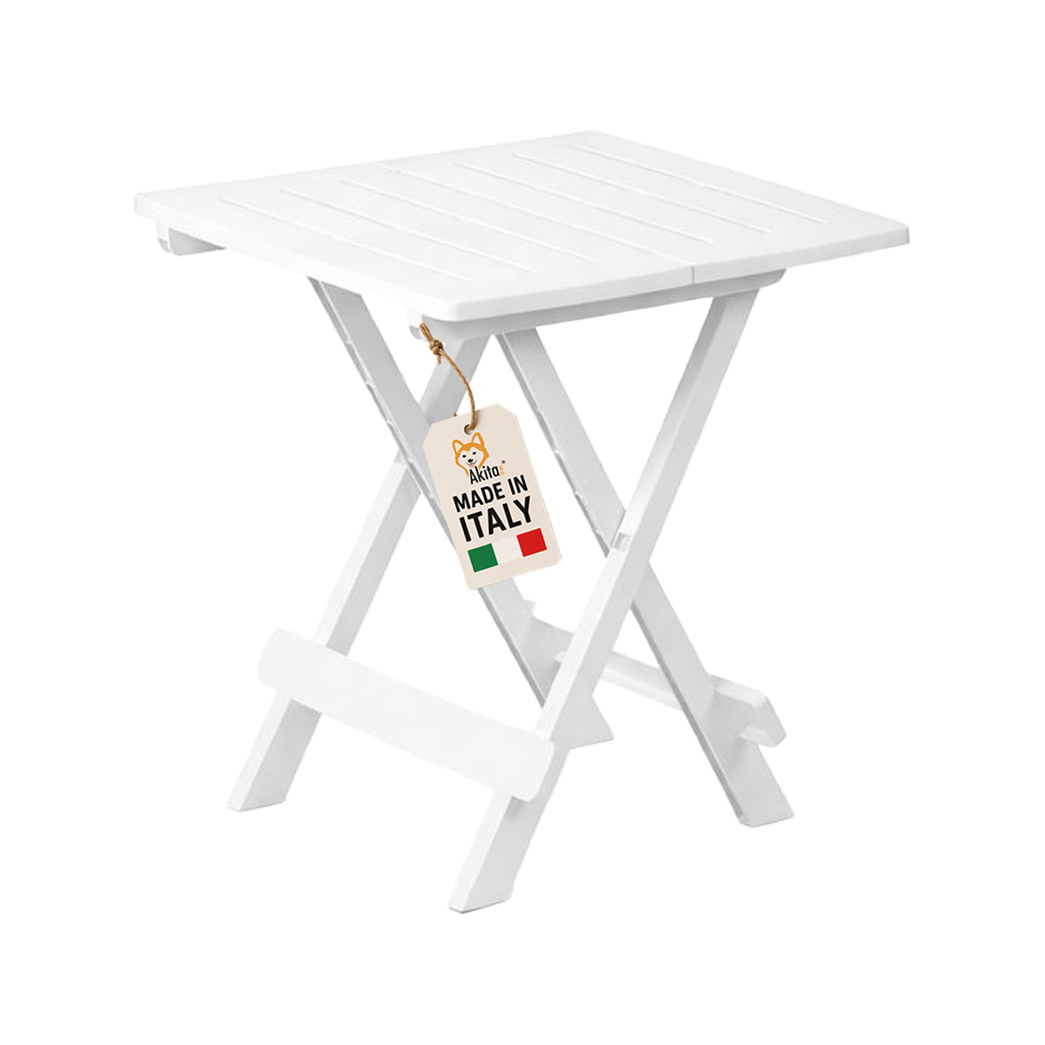 Tavolo pieghevole in resina bianco 44x44x50 cm.