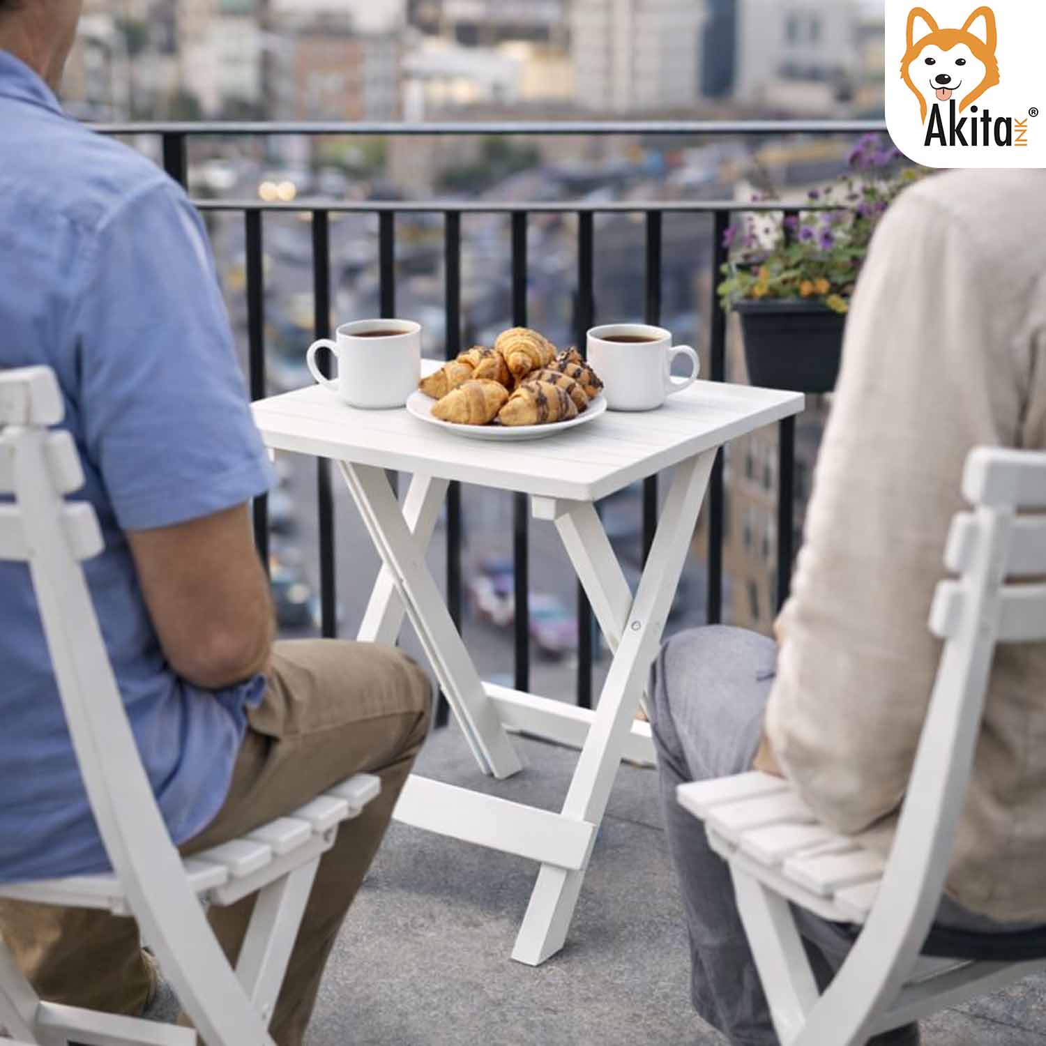 Tavolo Pieghevole in Resina Bianco 44x44x50 cm foto 3