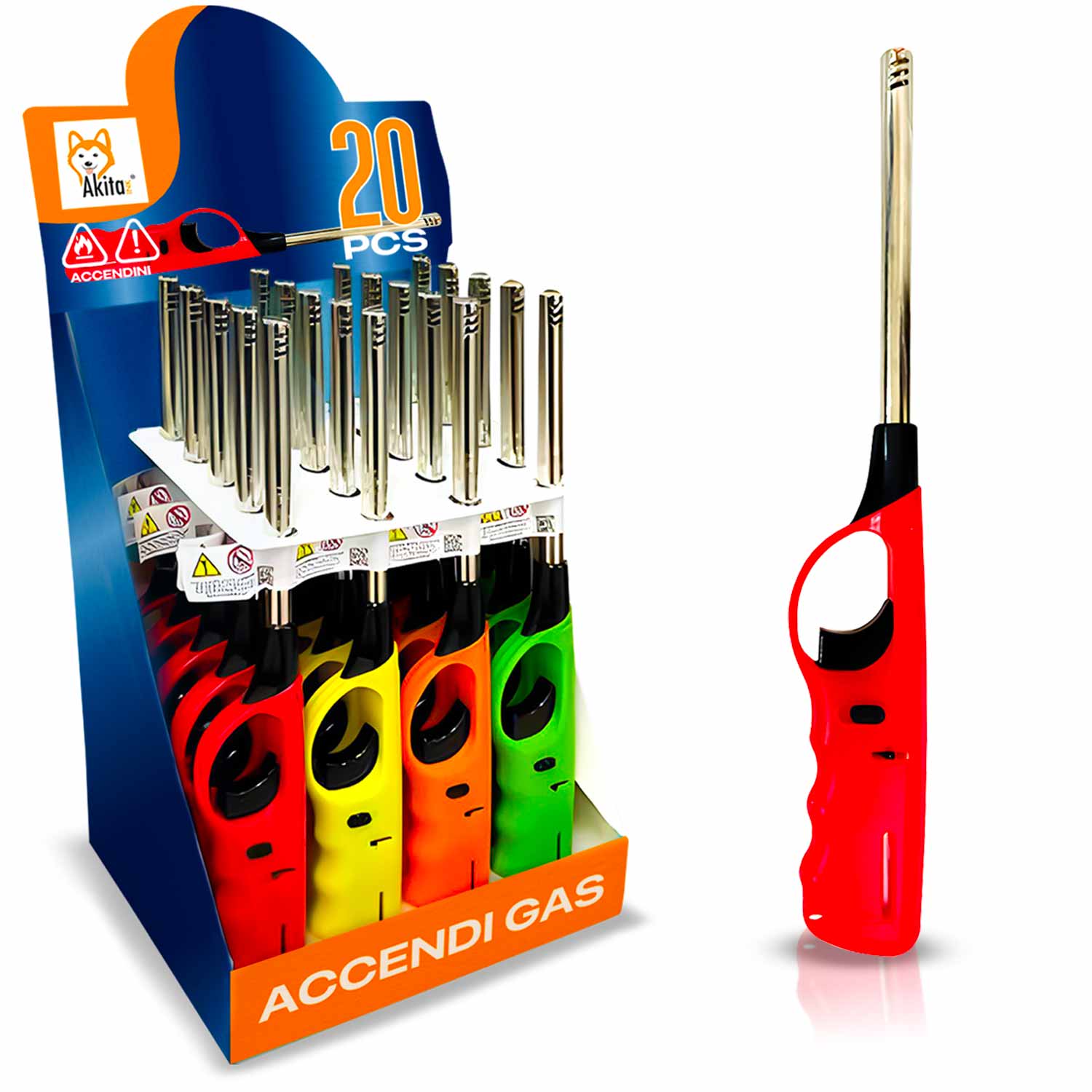 Accendini Gas Ricaricabili con Beccuccio Lungo - Box 20 Pezzi foto 2