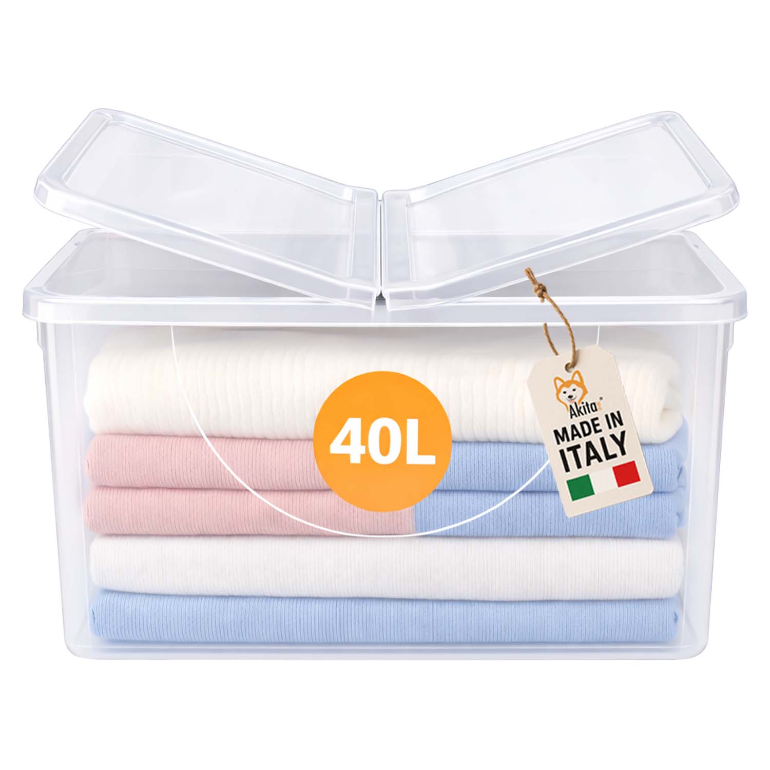 Contenitore Plastica 40L con Coperchio Doppia Apertura foto 2