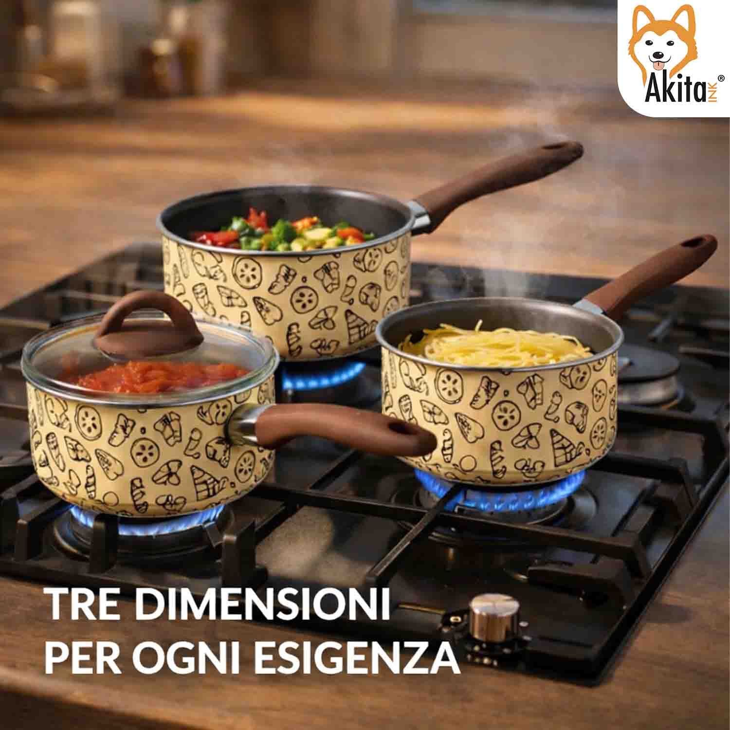 Tris Casseruole Pastella 16-18-20 cm con Coperchio Vetro foto 5