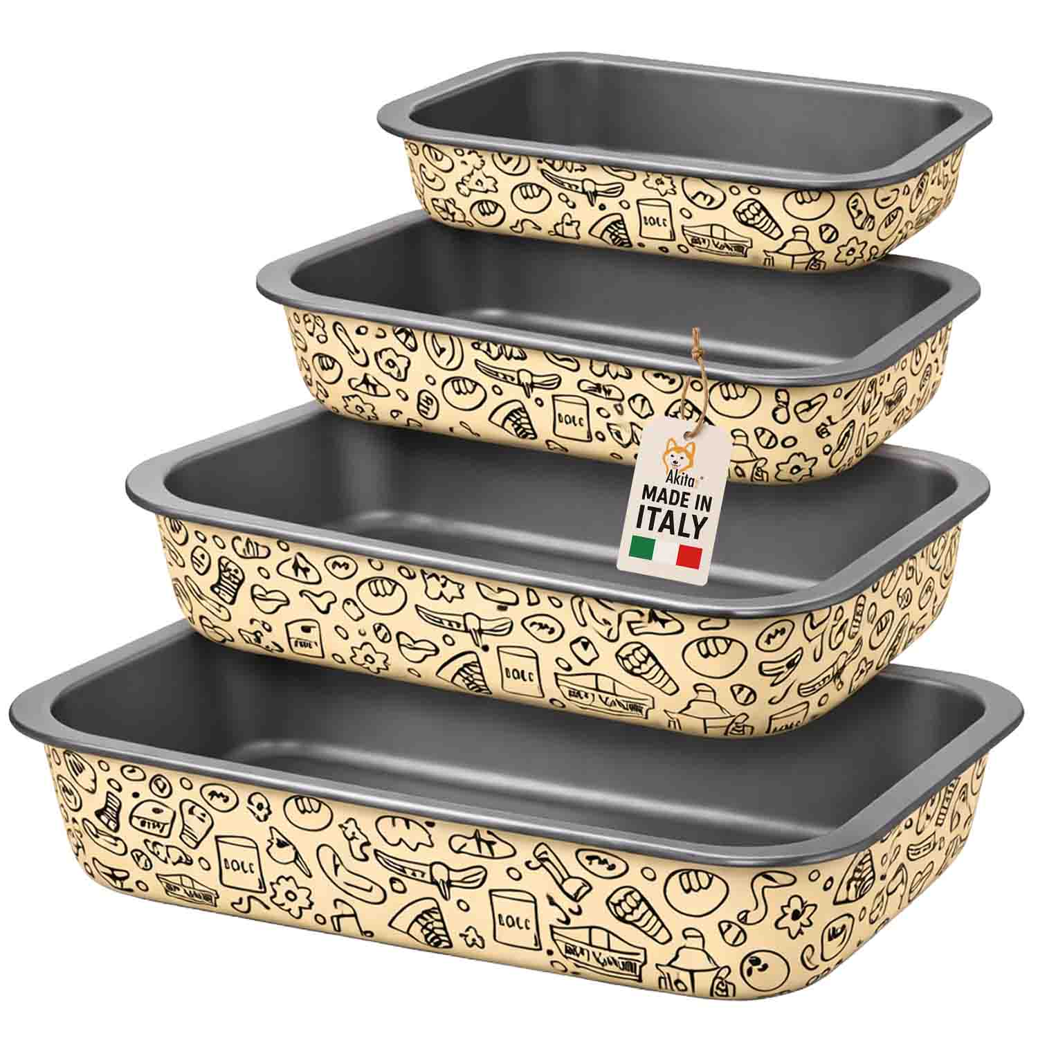 Set teglie rettangolari pastella 20-25-30-35 cm antiaderenti.