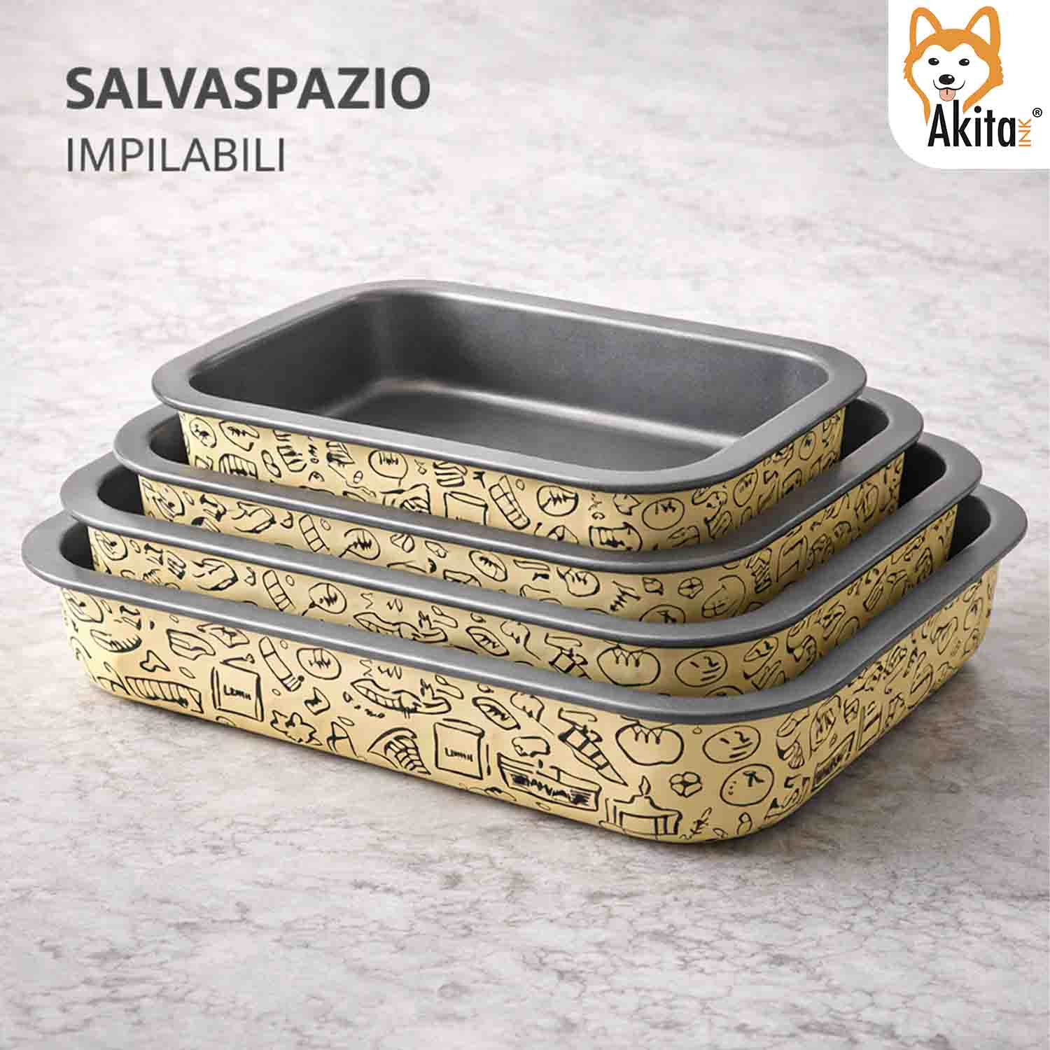 Set Teglie Rettangolari Pastella 20-25-30-35 cm Antiaderenti foto 6