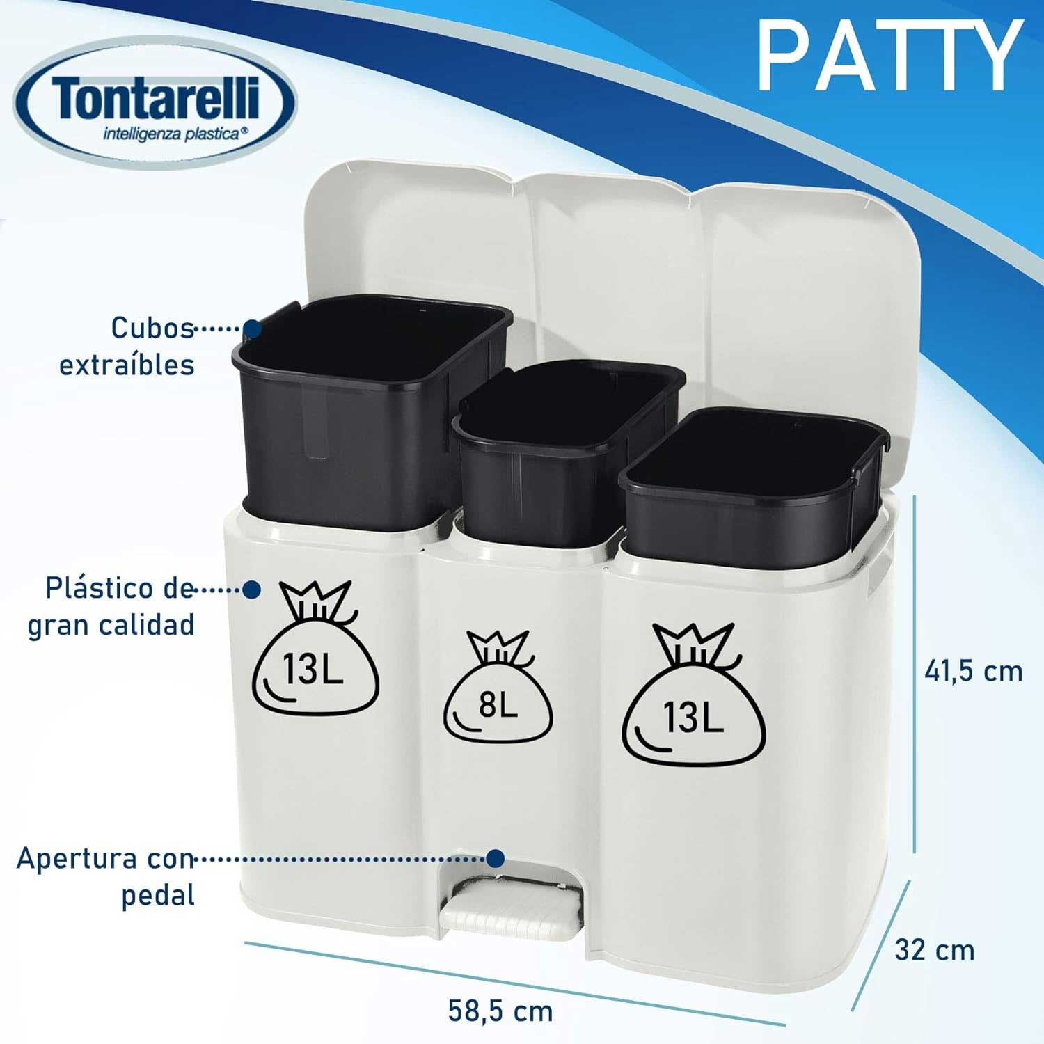 Tontarelli Pattumiera Raccolta differenziata Patty 3 Spazzatura Riordino foto 3