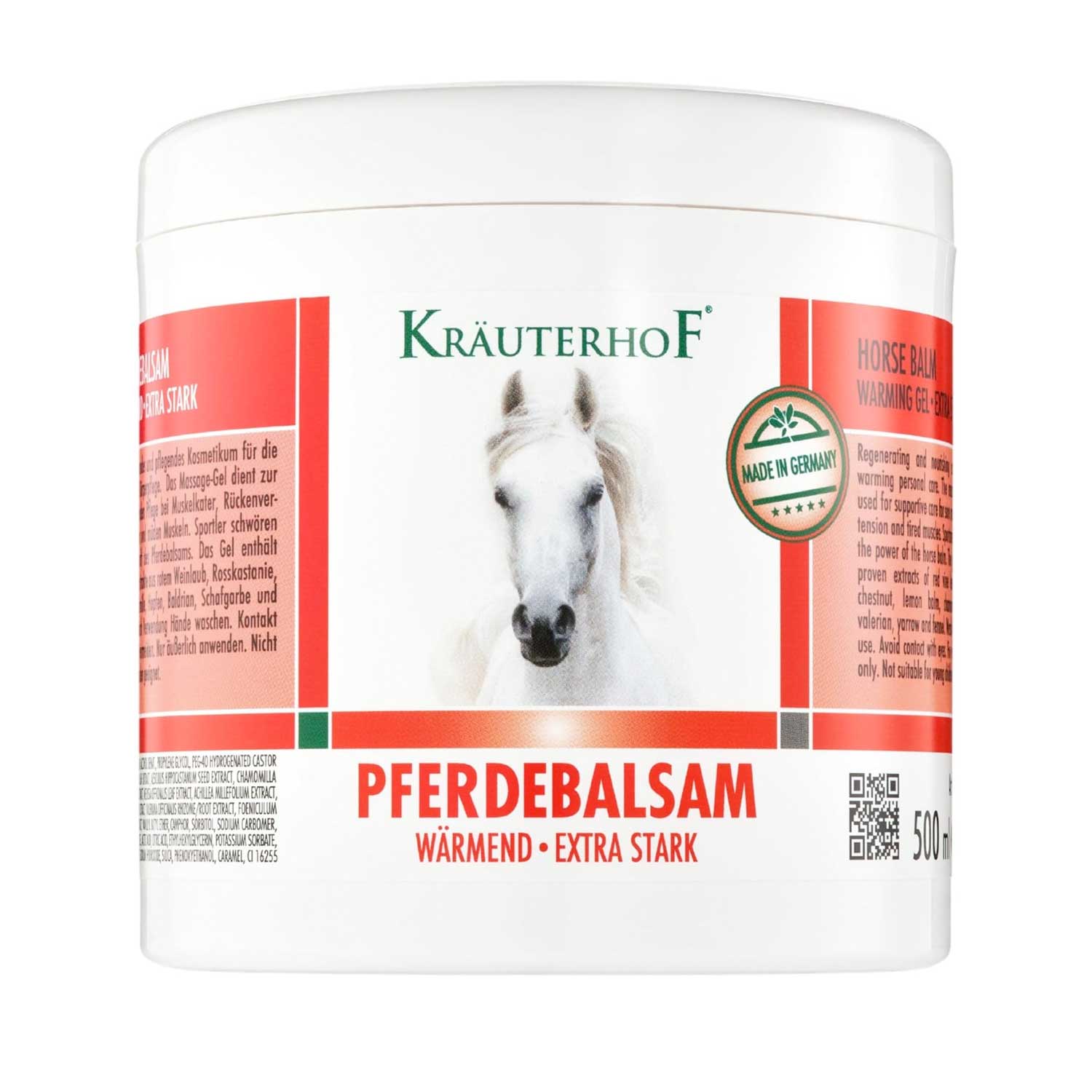 Balsamo cavallo krauterhof Riscaldante, Extra Forte Gel Massaggiante 500ML ROSSO foto 2