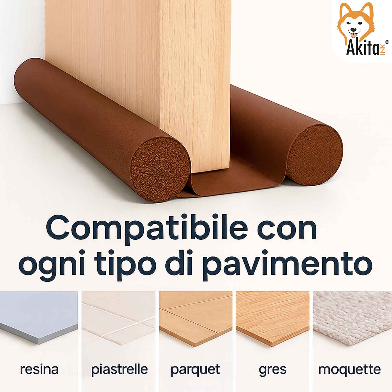 2 pz Paraspifferi Porta Doppia Guarnizione 95 cm Marrone foto 3