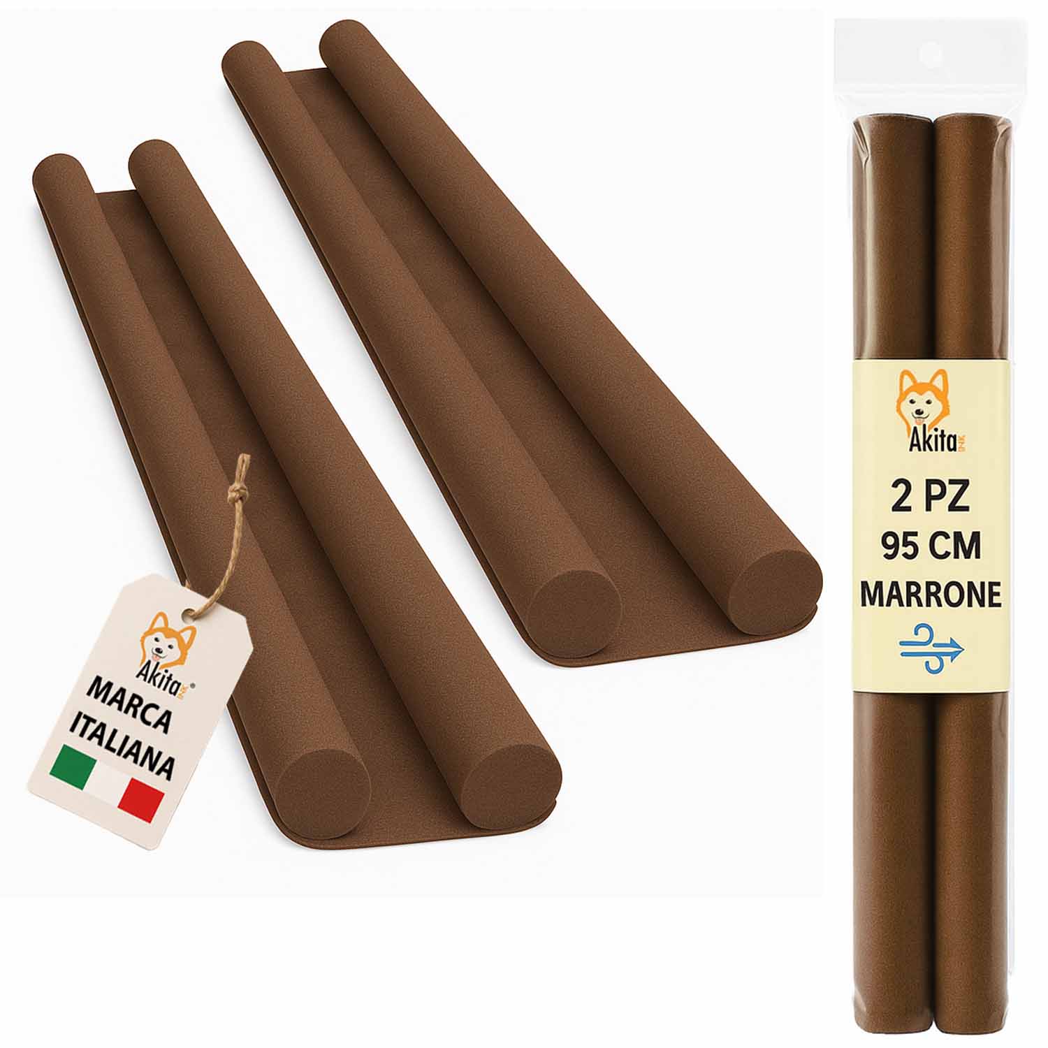 2 pz paraspifferi porta doppia guarnizione 95 cm marrone.