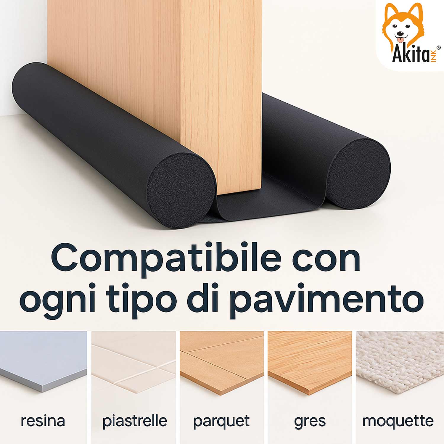 2 pz Paraspifferi Porta Doppia Guarnizione 95 cm Nero foto 3