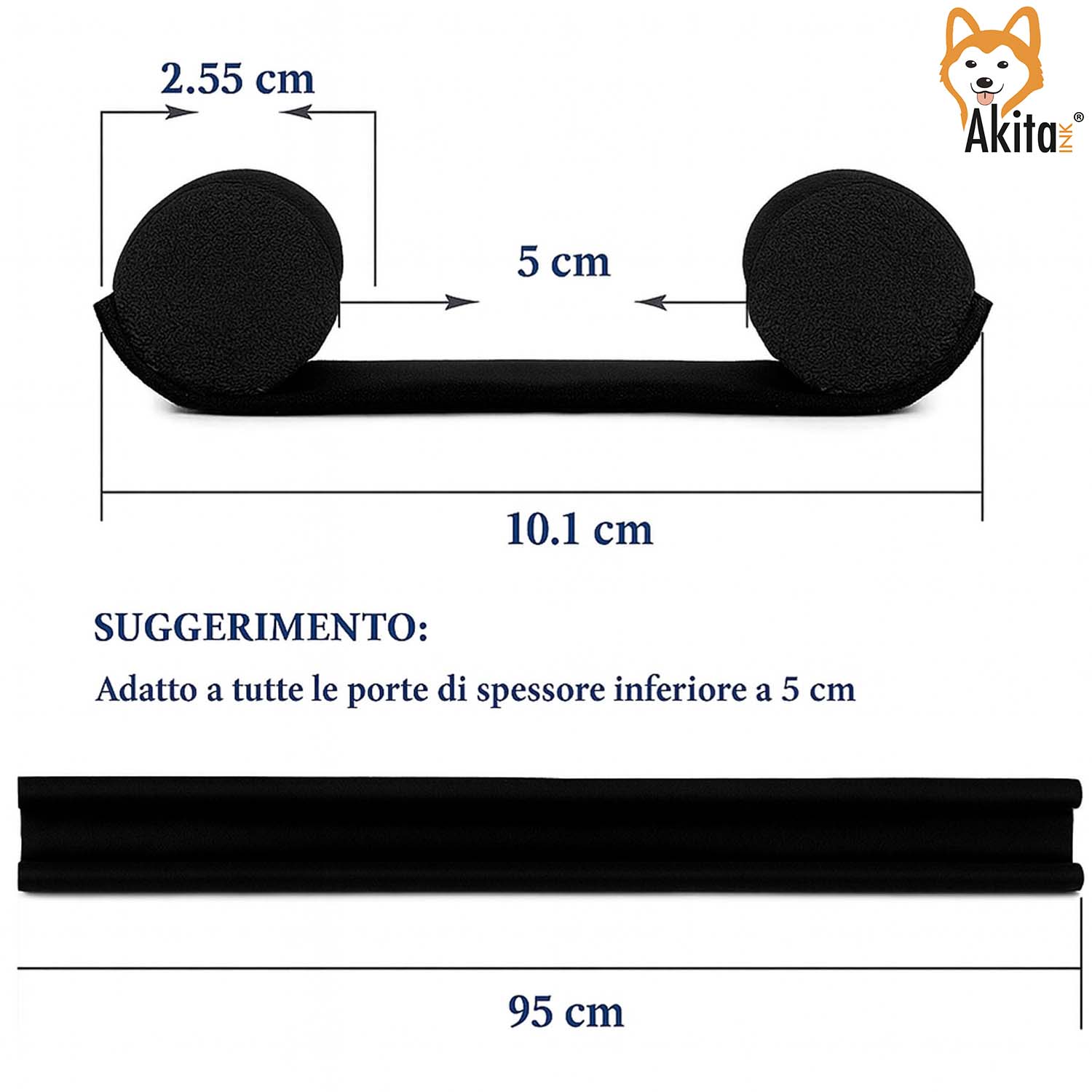 2 pz Paraspifferi Porta Doppia Guarnizione 95 cm Nero foto 5