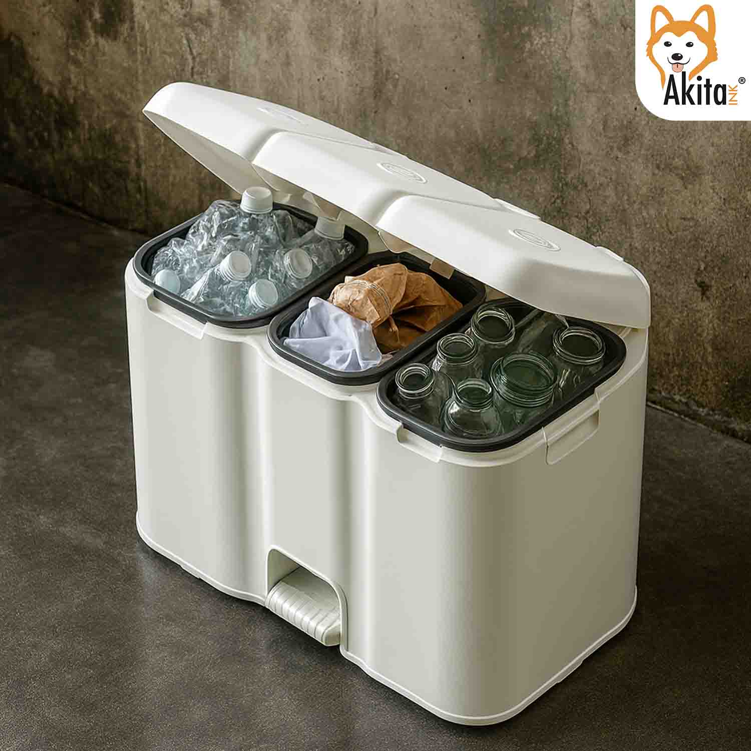 Pattumiera 3 Scomparti Patty3 Bianca foto 5