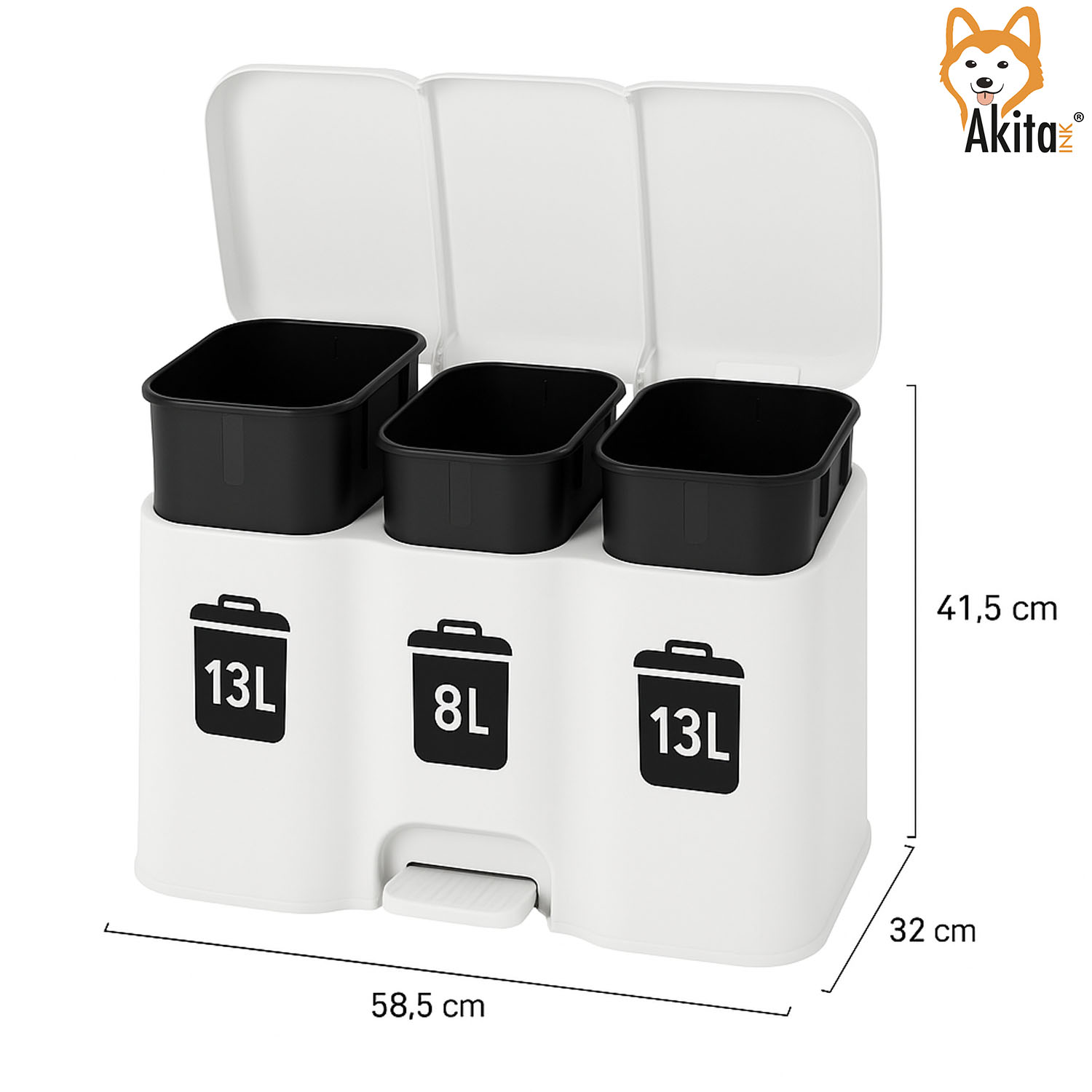 Pattumiera 3 Scomparti Patty3 Bianca foto 3