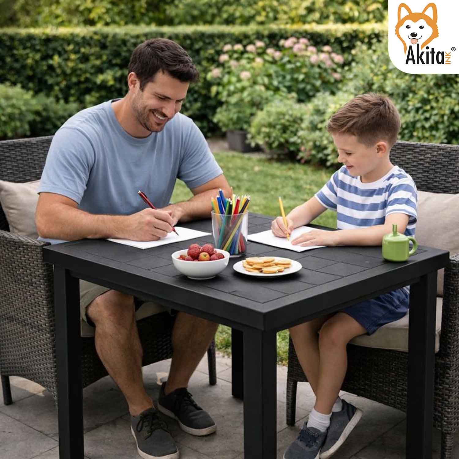 Tavolo Antracite 80x75x72 cm in Resina foto 6