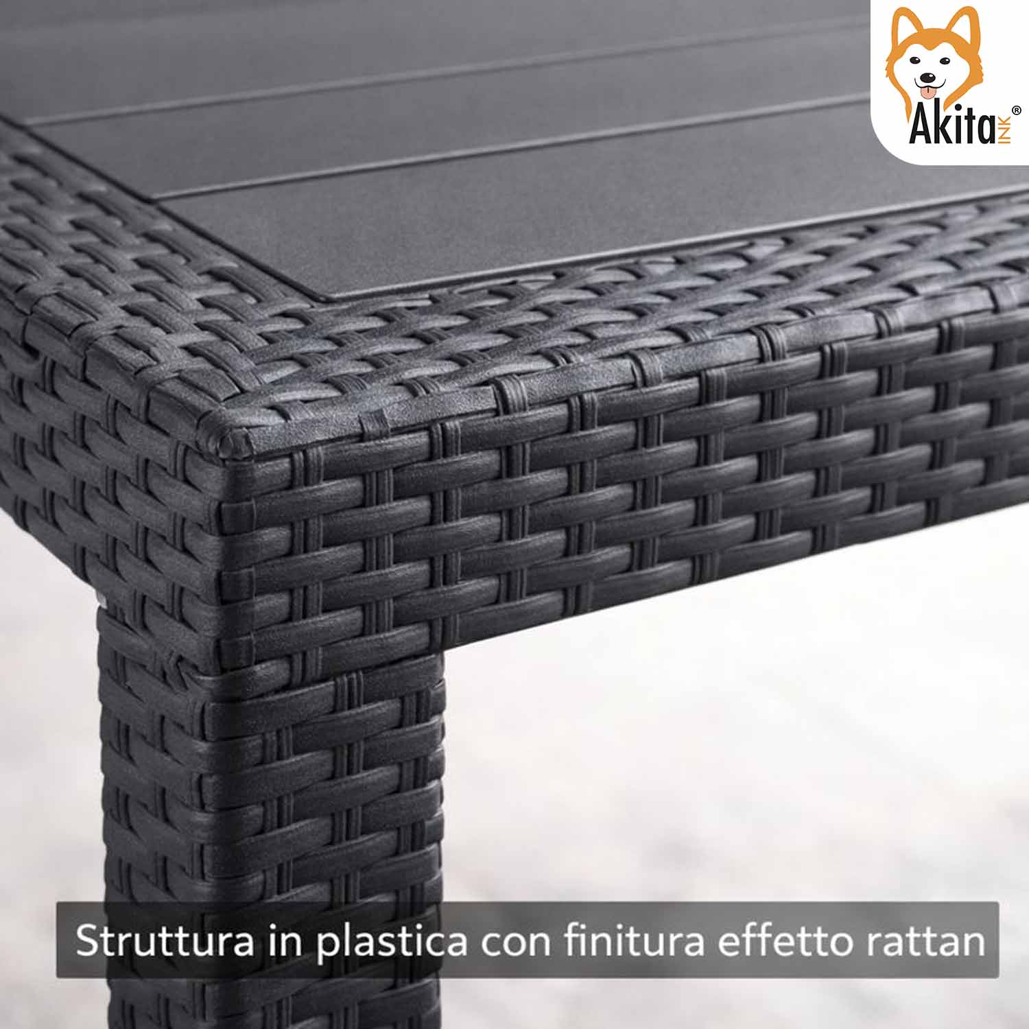 Tavolo Rattan Antracite 150x90x72 cm foto 3